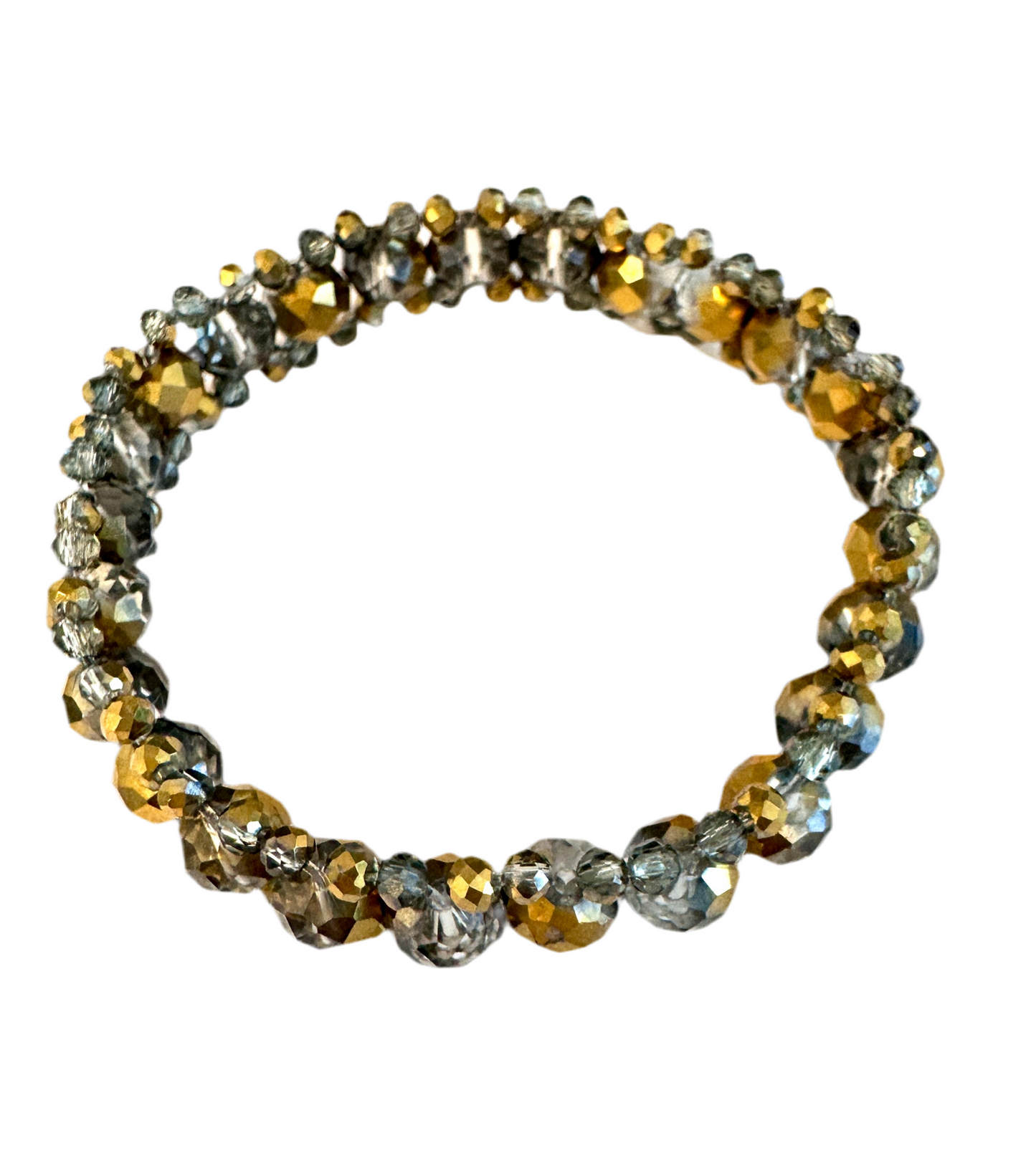 Gold-plated Crystal Glass Stretch Bracelet. - Creations by Rosa