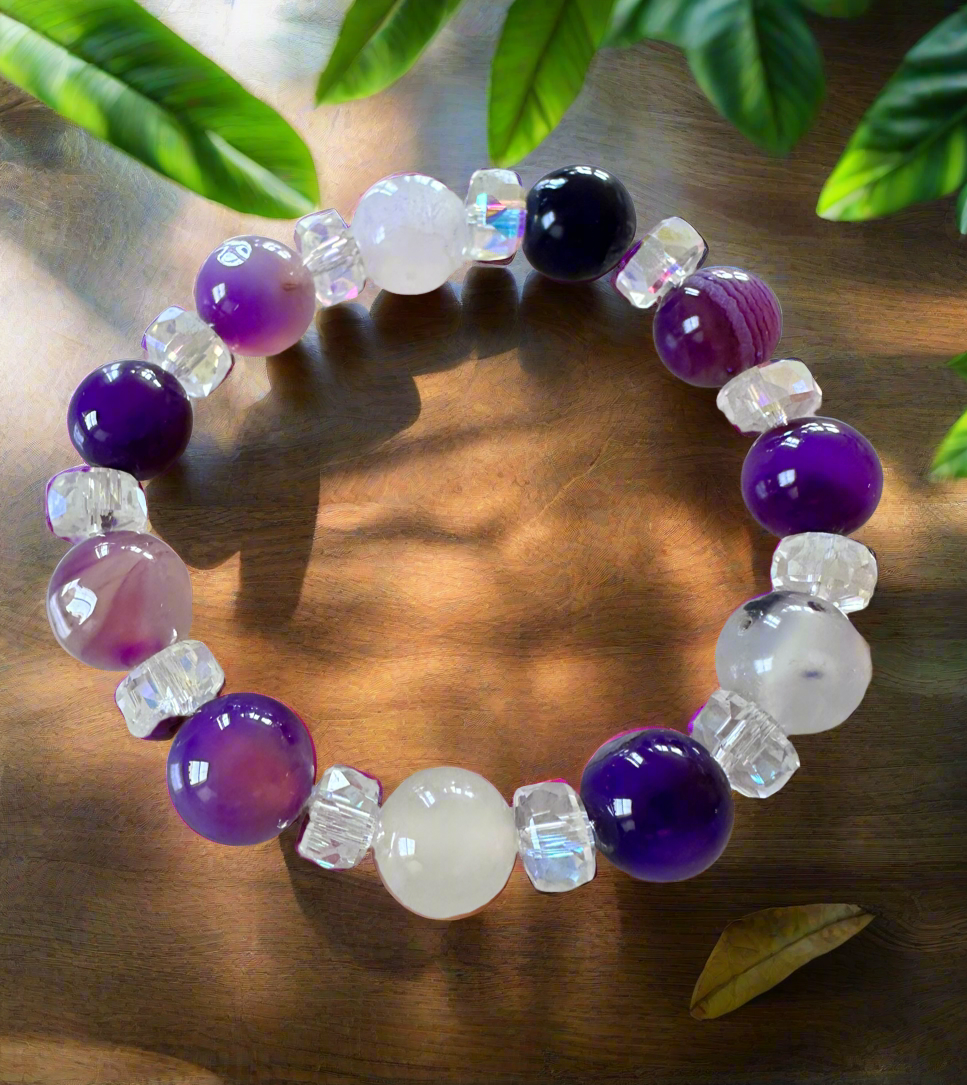 Natural Purple Agate Stretch Bracelets