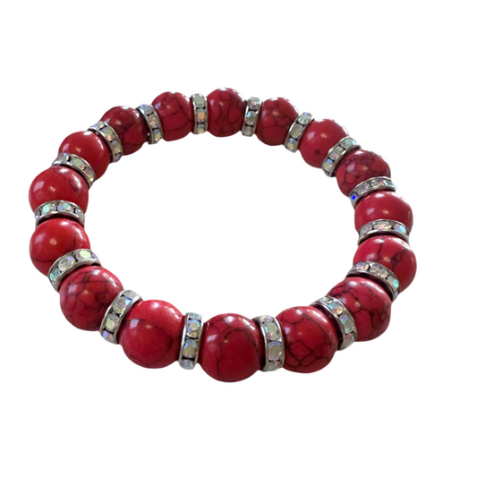 Red Turquoise stretch bracelet