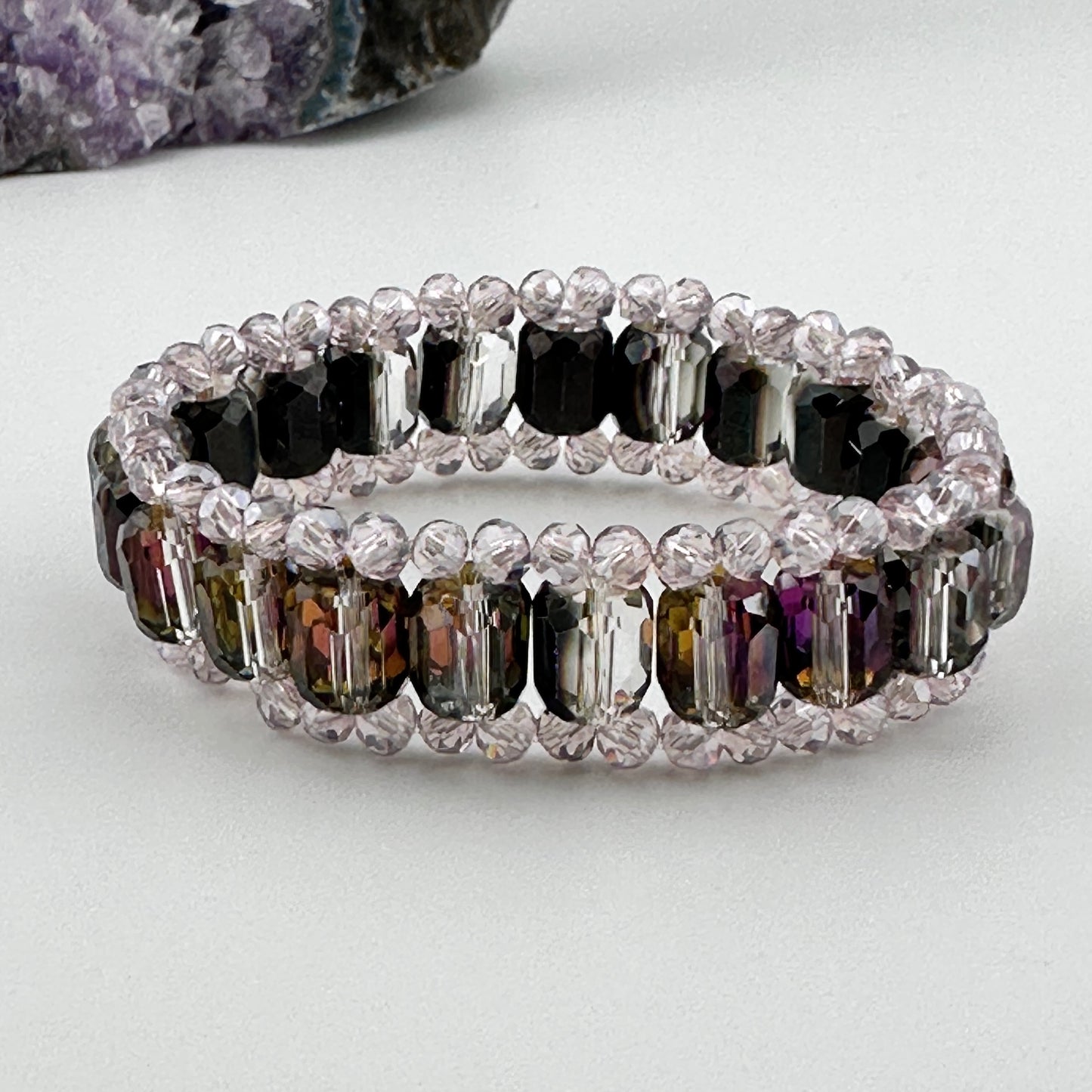 Multifaceted AB Crystal stretch bracelet