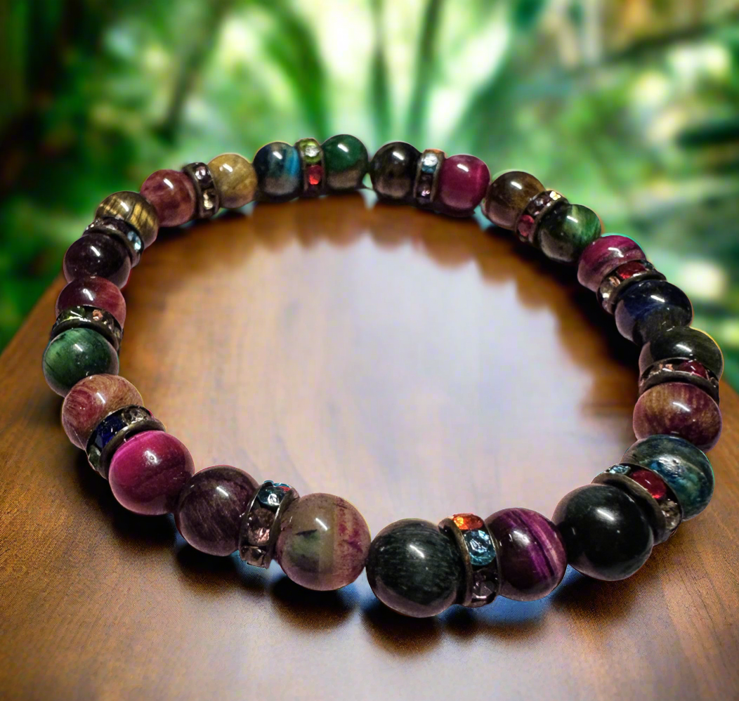 Multiple colors of tigers eye stretch bracelet ￼