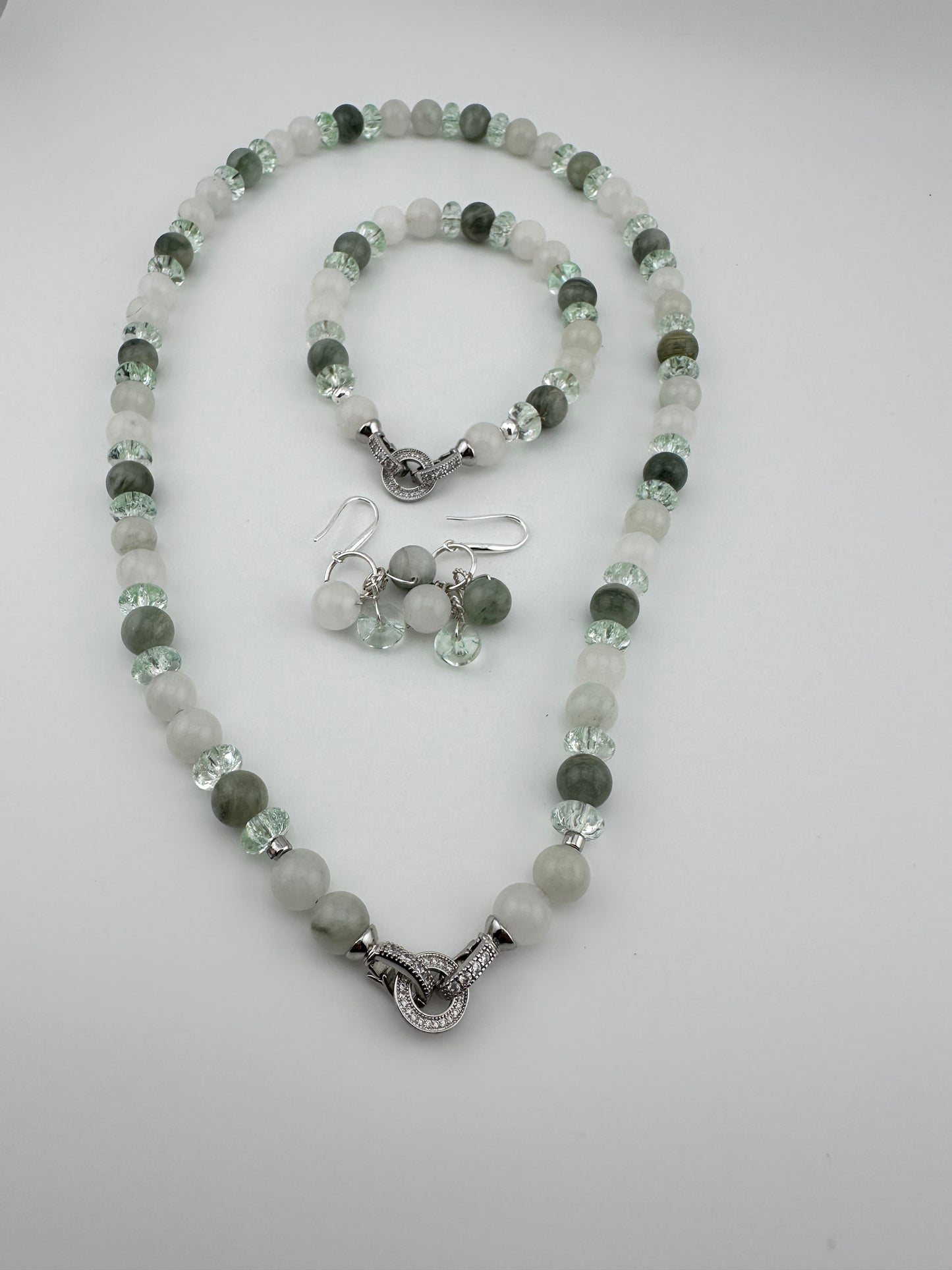 Tea Jasper Necklace, Bracelet & Earrings Set - Handmade Jewelry