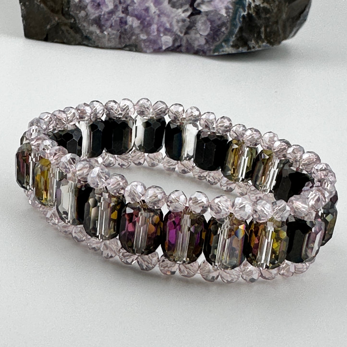 Multifaceted AB Crystal stretch bracelet