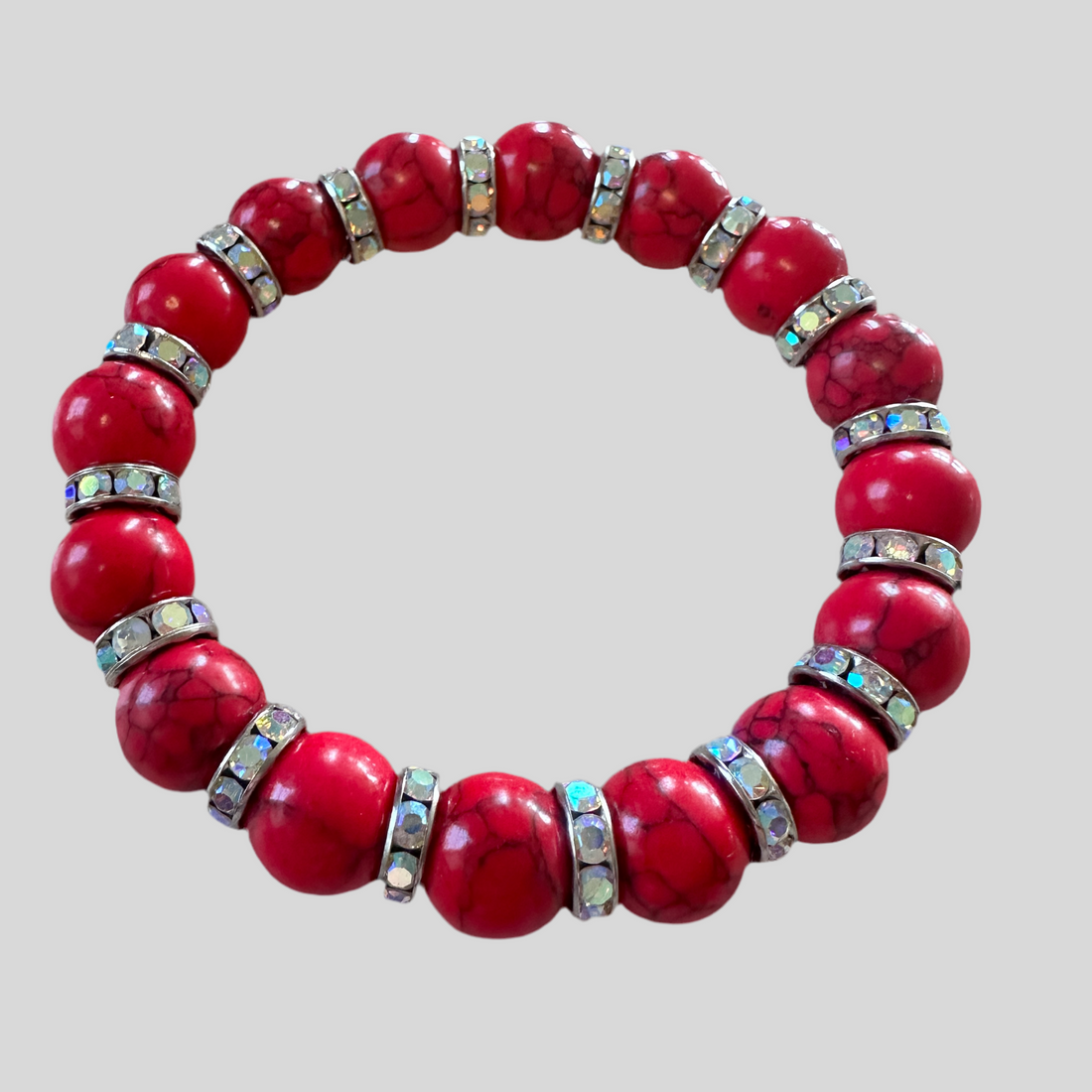 Red Line Turquoise stretch bracelet with rhinestones spaces