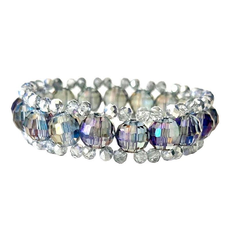 Radiant Reflections Faceted Crystal Beads adorn a handmade stretch Bracelet, making it a perfect present for family or friends.