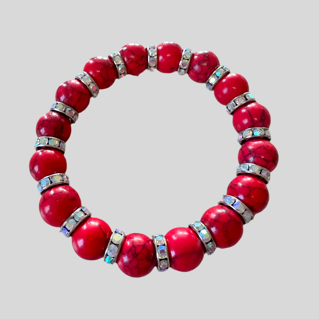 Red Line Turquoise stretch bracelet with rhinestones spaces