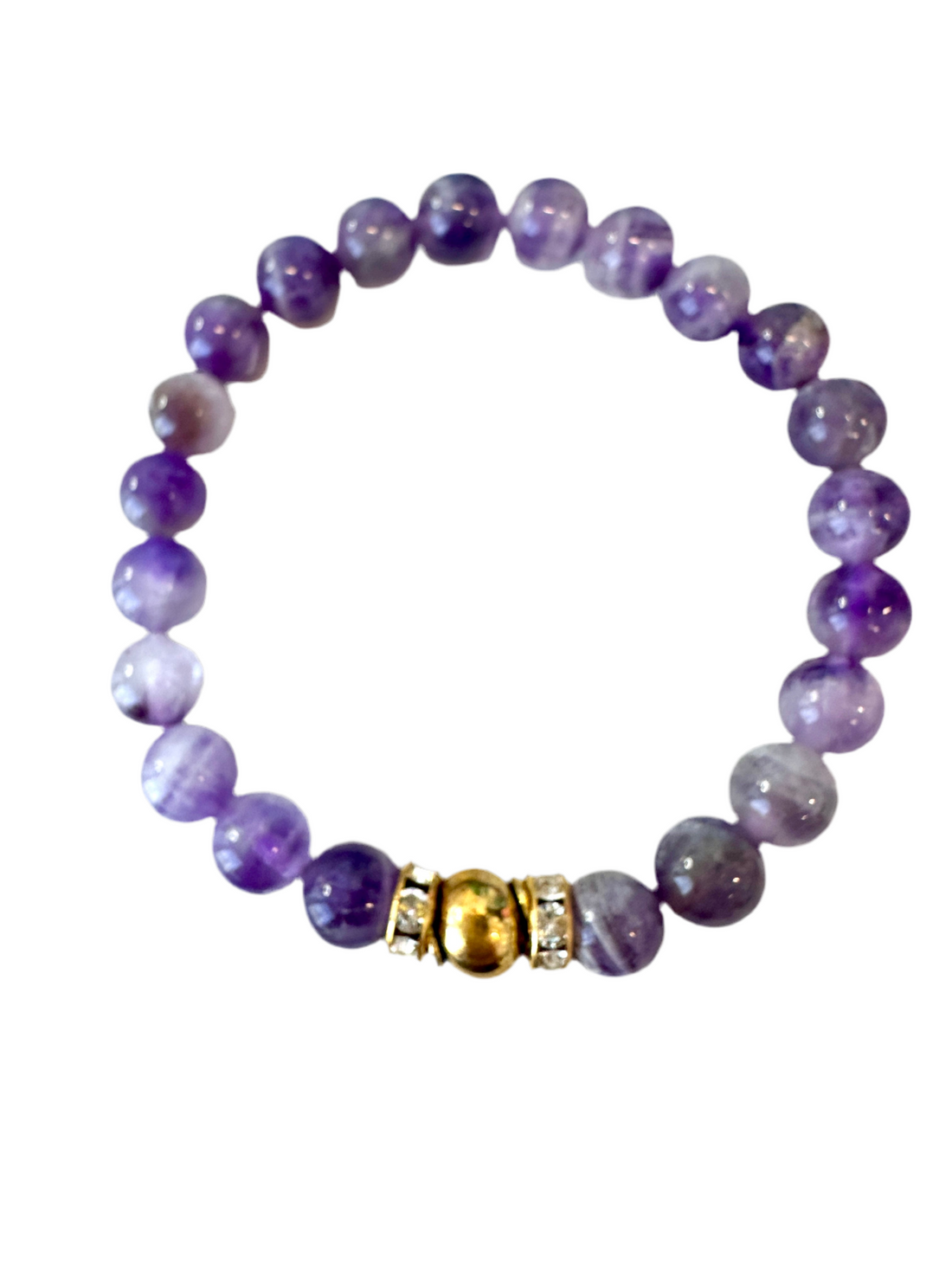 This handmade Amethyst stretch bracelet with spacers is a powerful stone with spiritual healing capabilities and makes a great gift for loved ones.