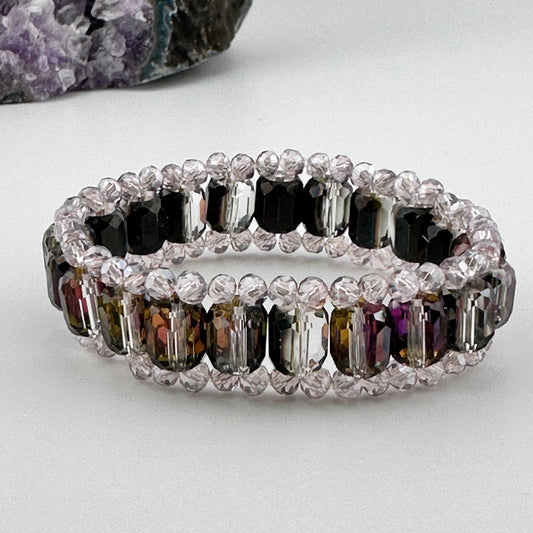 Multifaceted AB Crystal stretch bracelet