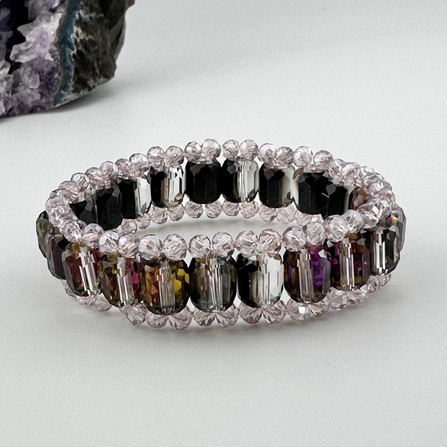 Multifaceted AB Crystal stretch bracelet