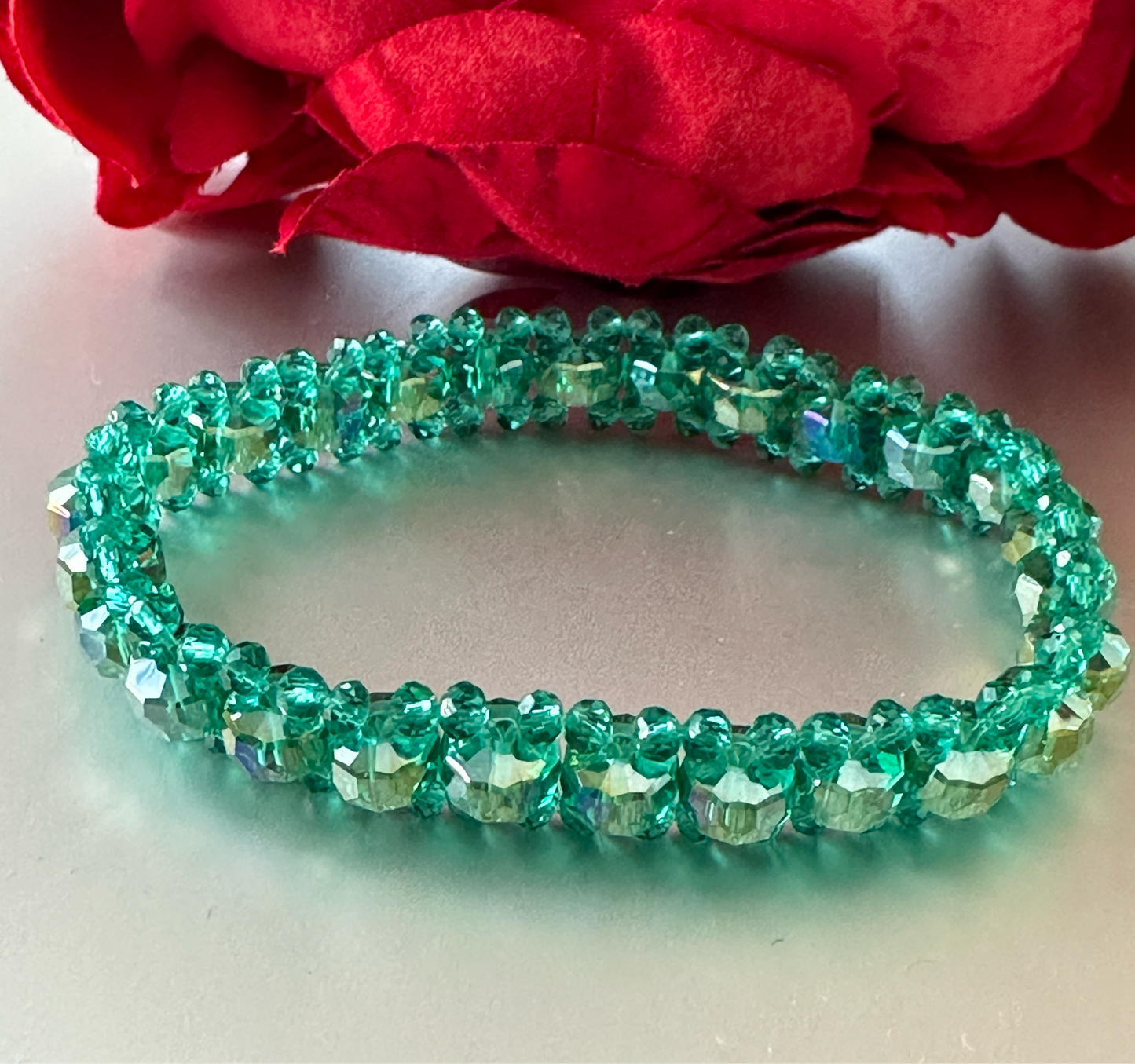 Lake Blue Jade  Crystals bracelet.