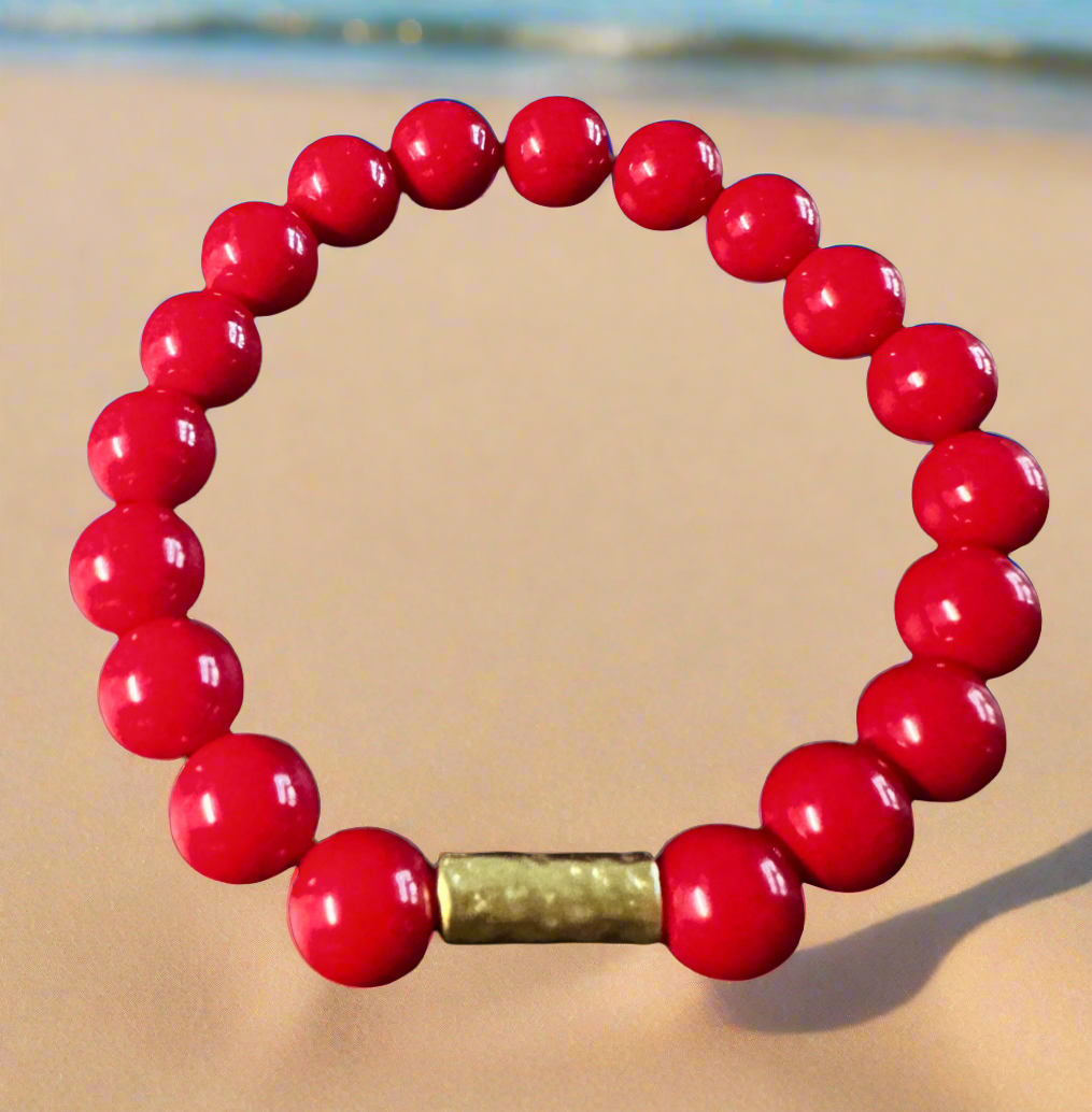 Red Coral Stretch bracelet - Creations by Rosa