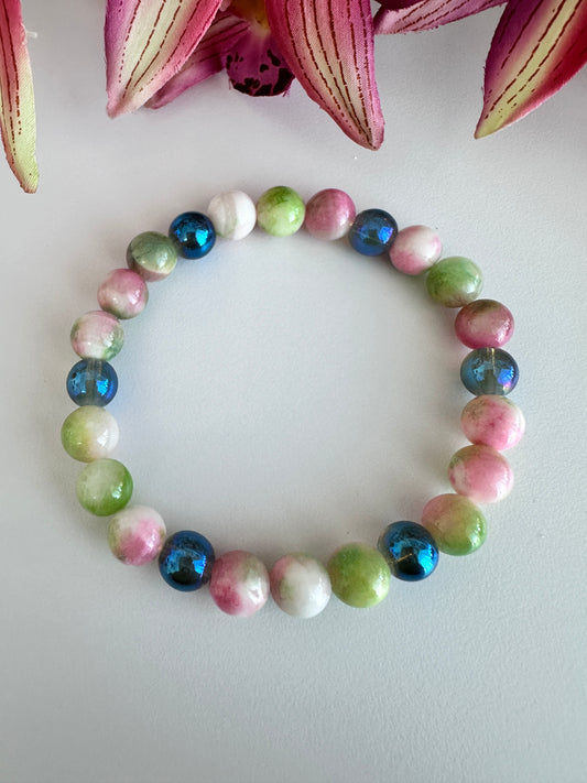 Persian Jade Beads stretch bracelet. - Creations by Rosa