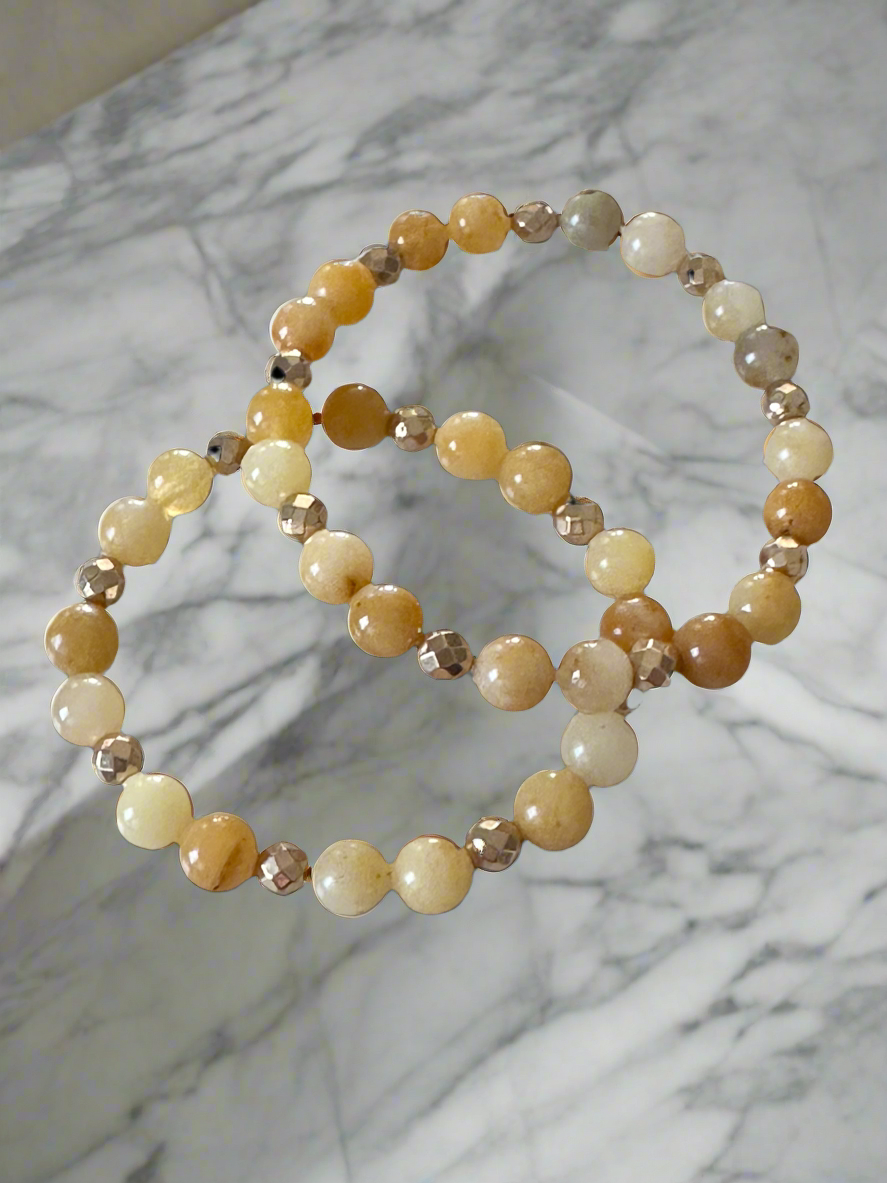 Golden Lace Jade stretch bracelet