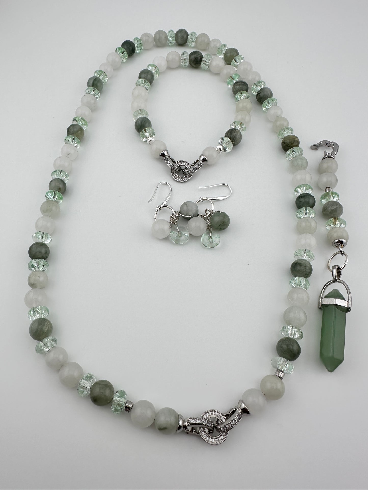 Tea Jasper Necklace, Bracelet & Earrings Set - Handmade Jewelry