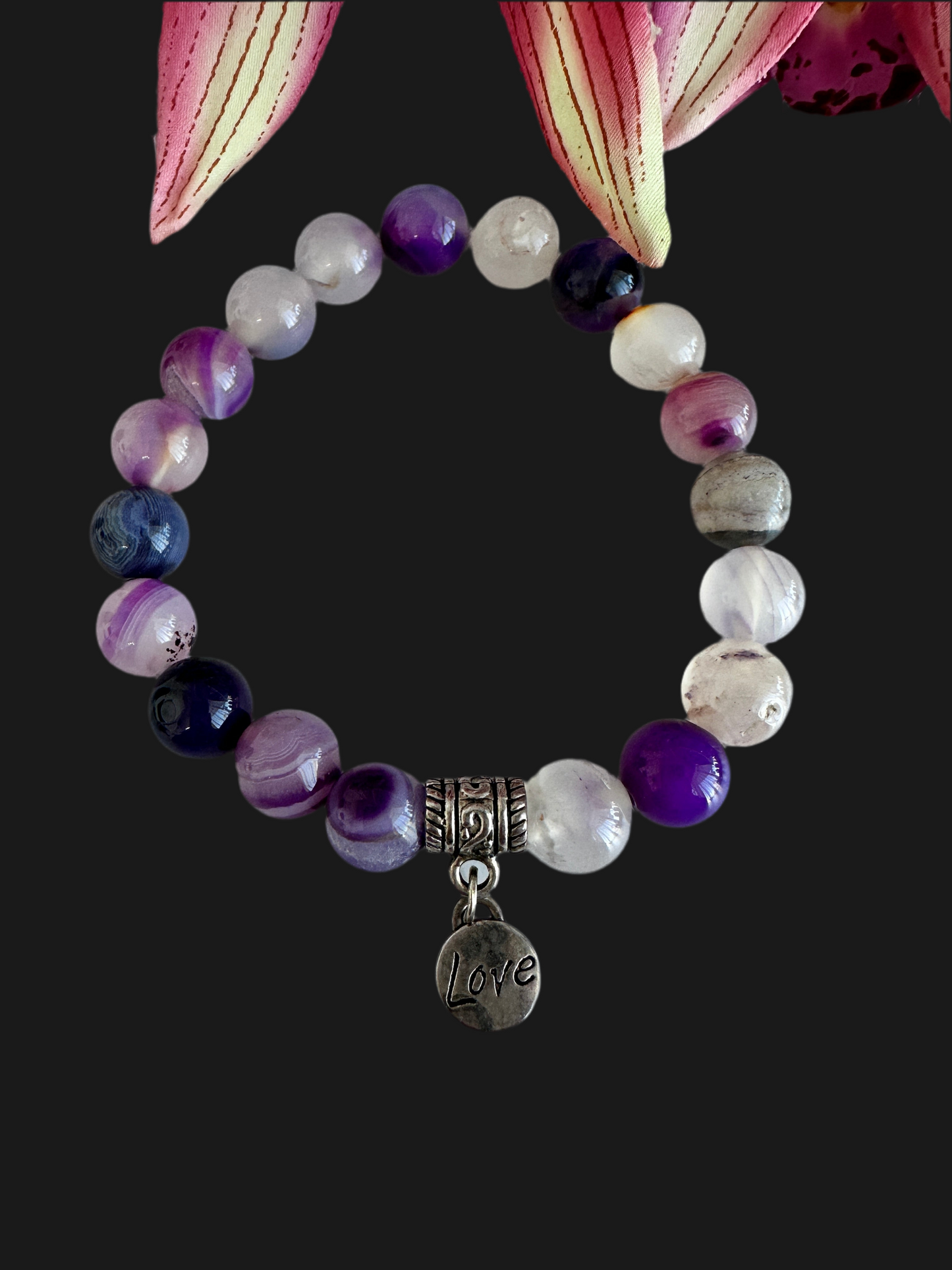 Natural Purple Agate Stretch Bracelets