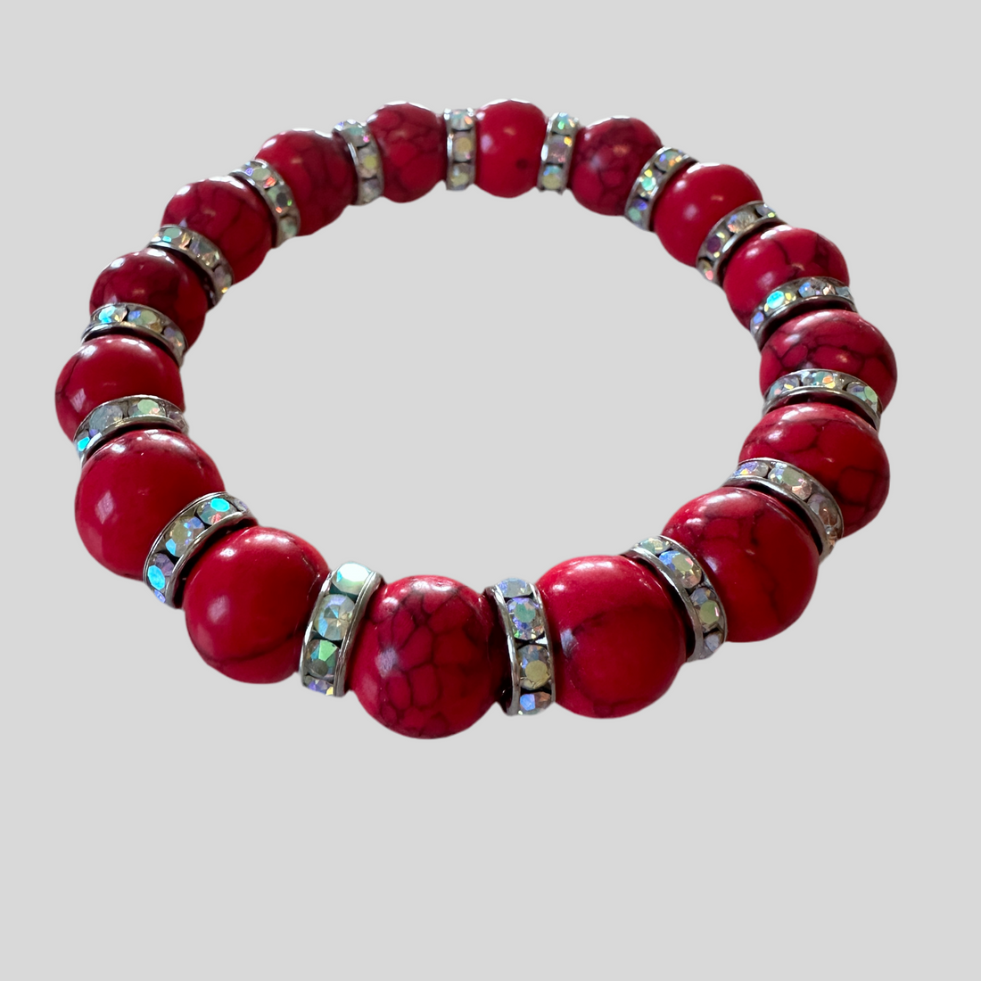 Red Line Turquoise stretch bracelet with rhinestones spaces