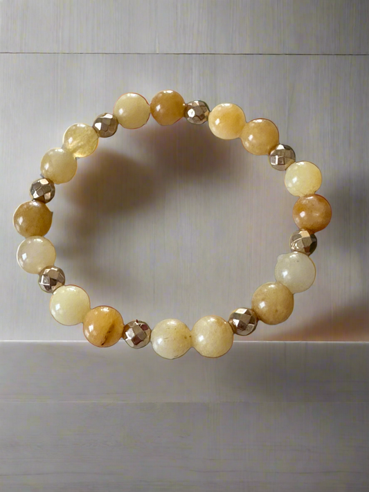 Golden Lace Jade stretch bracelet. - Creations by Rosa