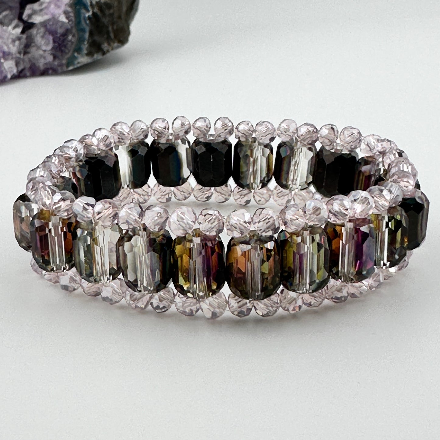 Multifaceted AB Crystal stretch bracelet