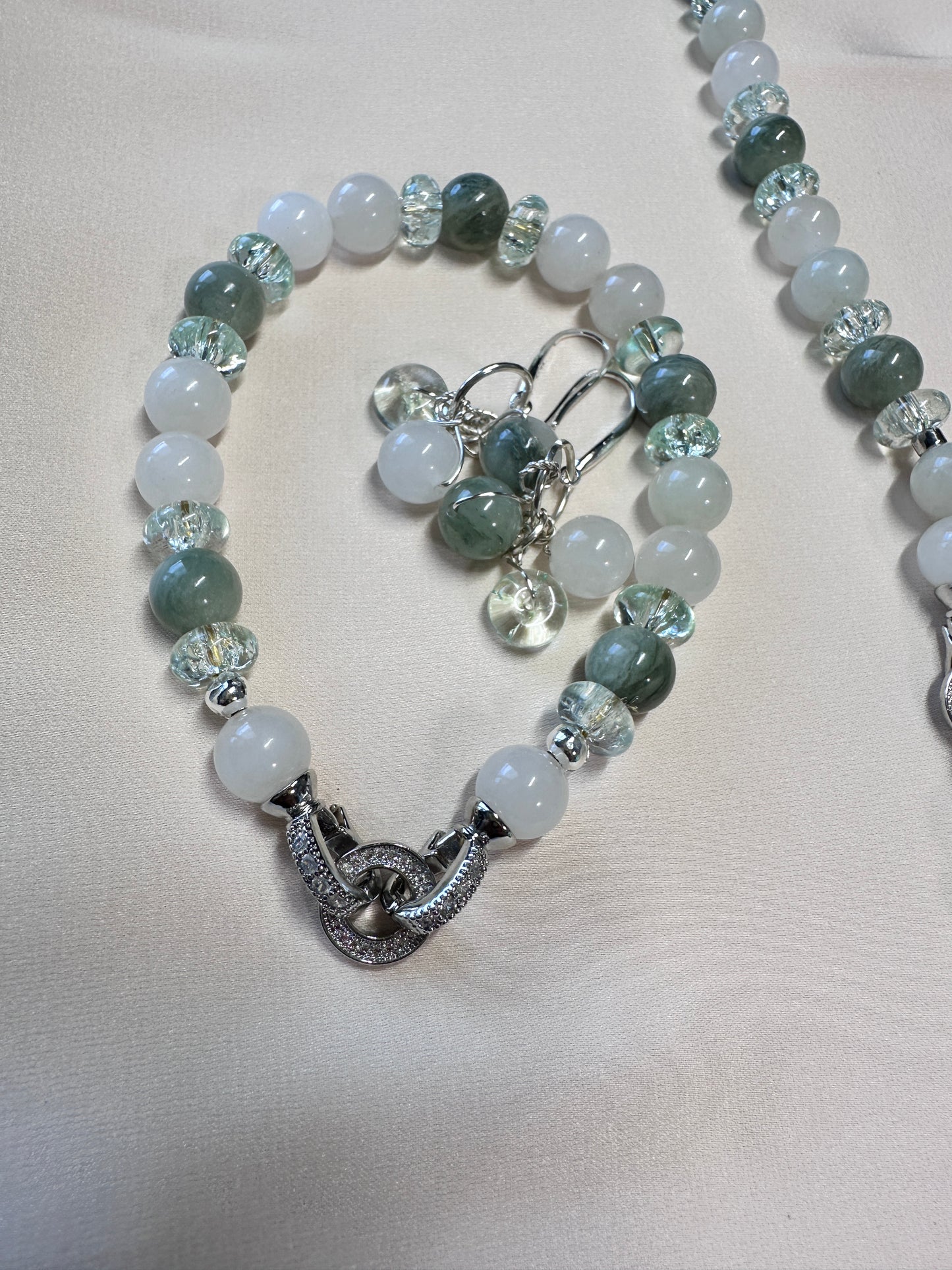 Tea Jasper Necklace, Bracelet & Earrings Set - Handmade Jewelry