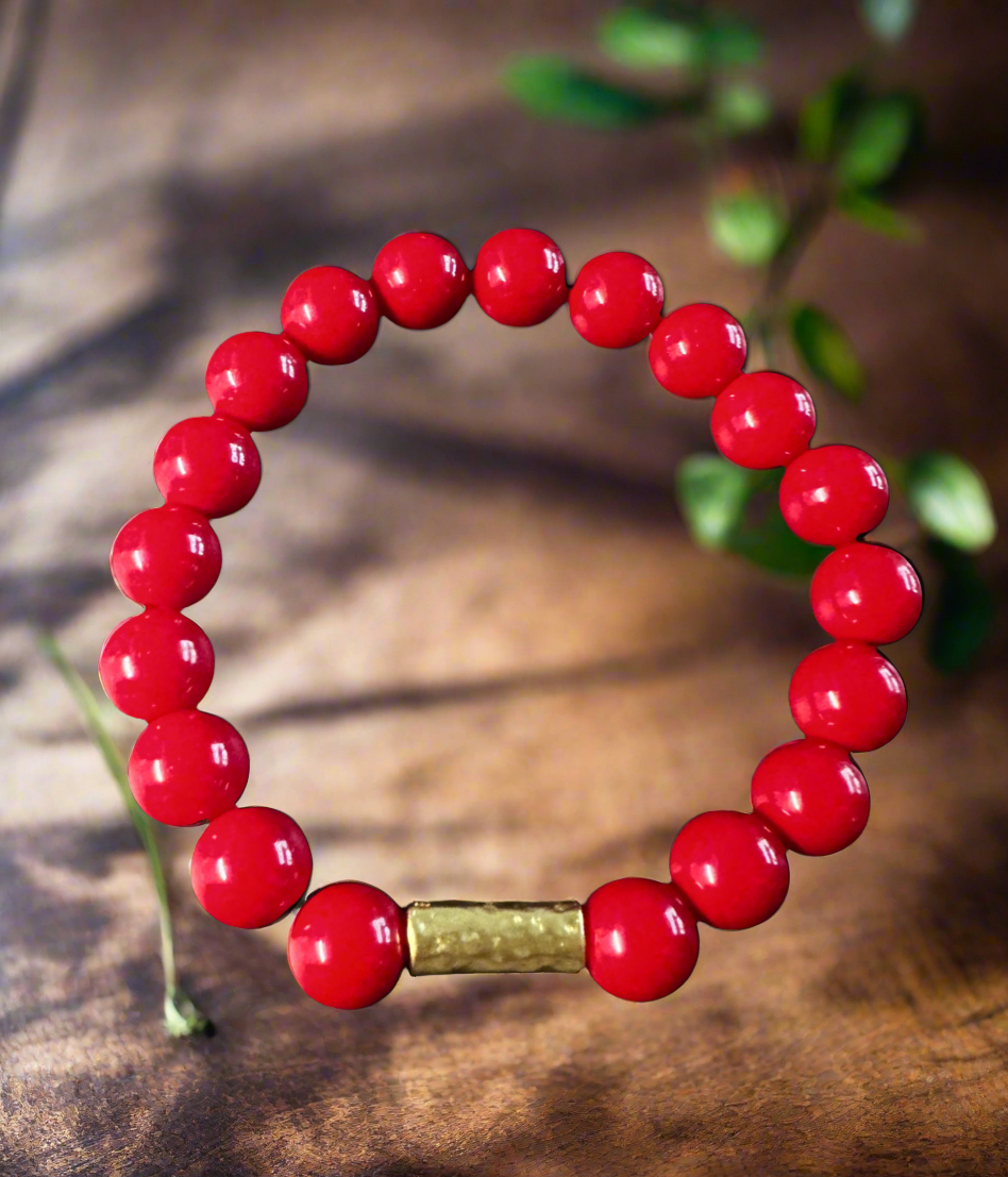 Red Coral Stretch bracelet - Creations by Rosa