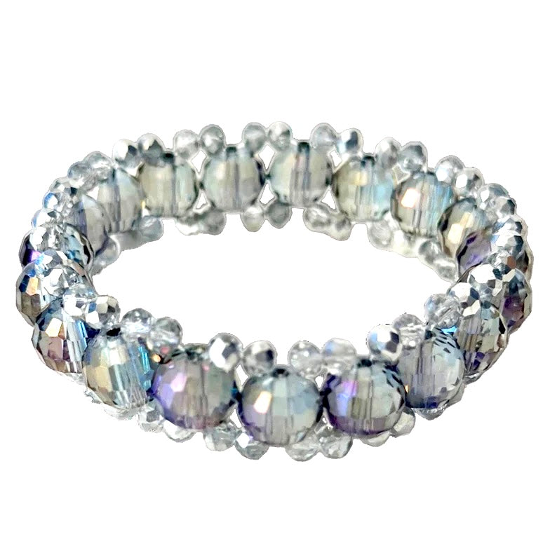 Radiant Reflections Faceted Crystal Beads adorn a handmade stretch Bracelet, making it a perfect present for family or friends.