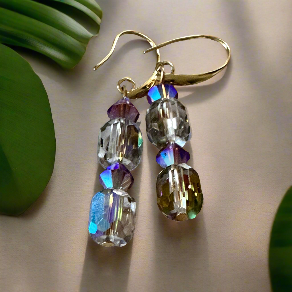 Cylindrical Crystal Earrings - Creations by Rosa