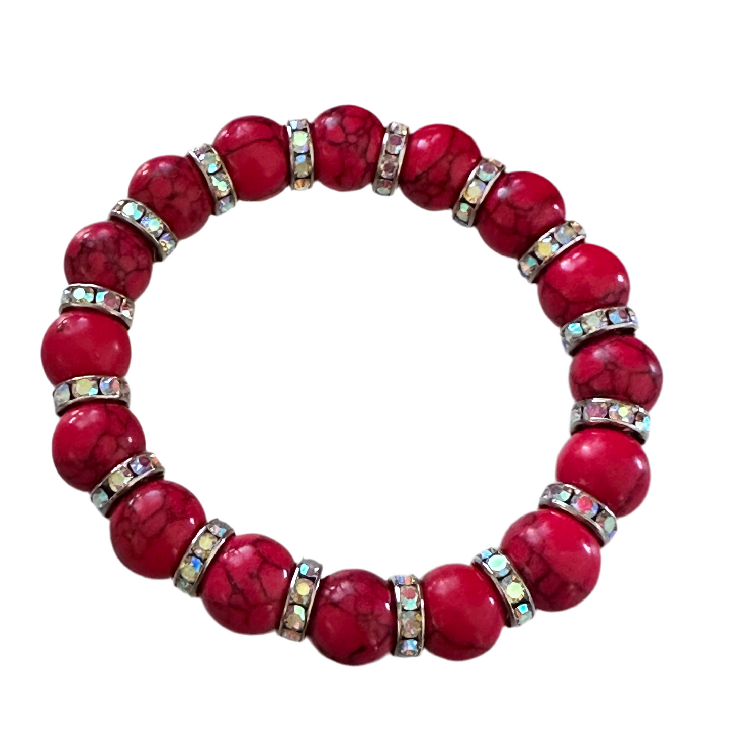 Red Turquoise stretch bracelet