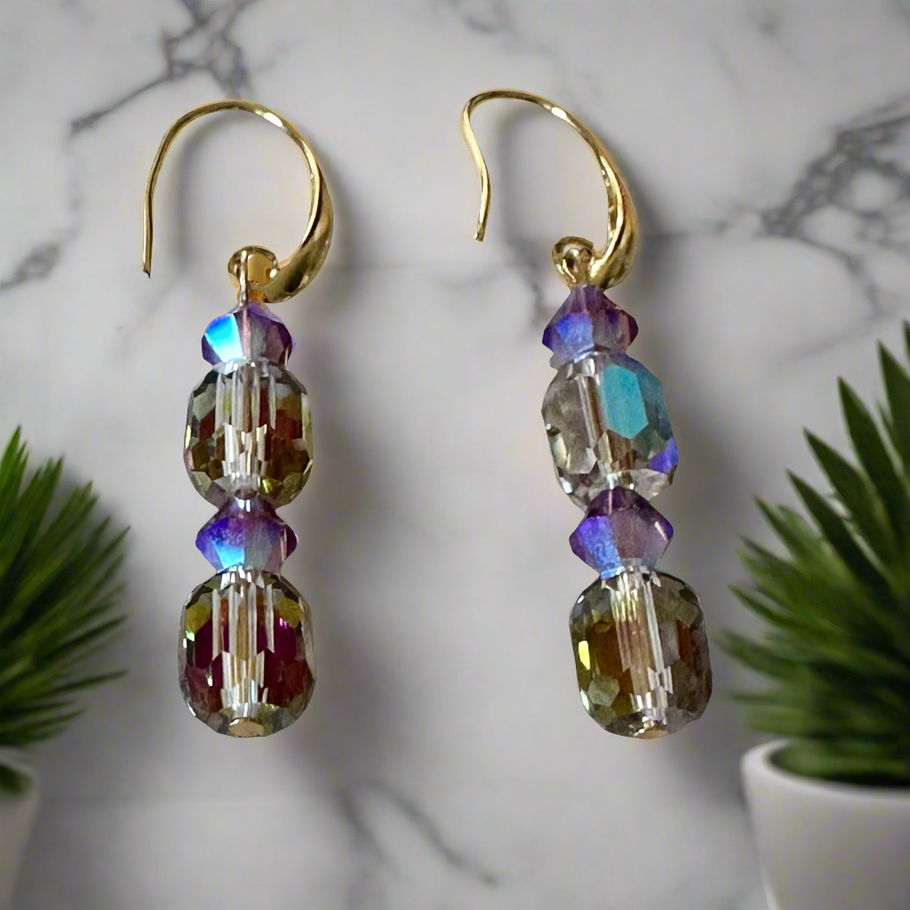 Cylindrical Crystal Earrings