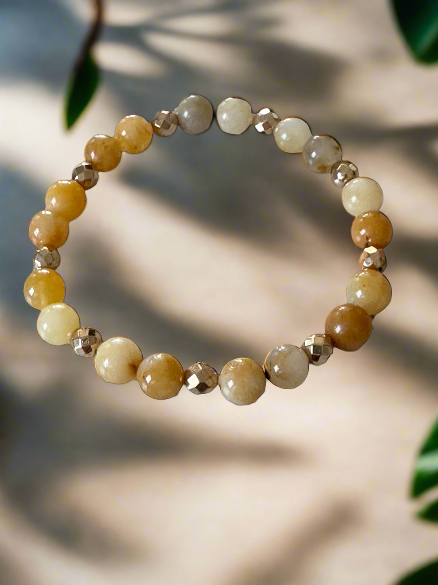 Golden Lace Jade stretch bracelet