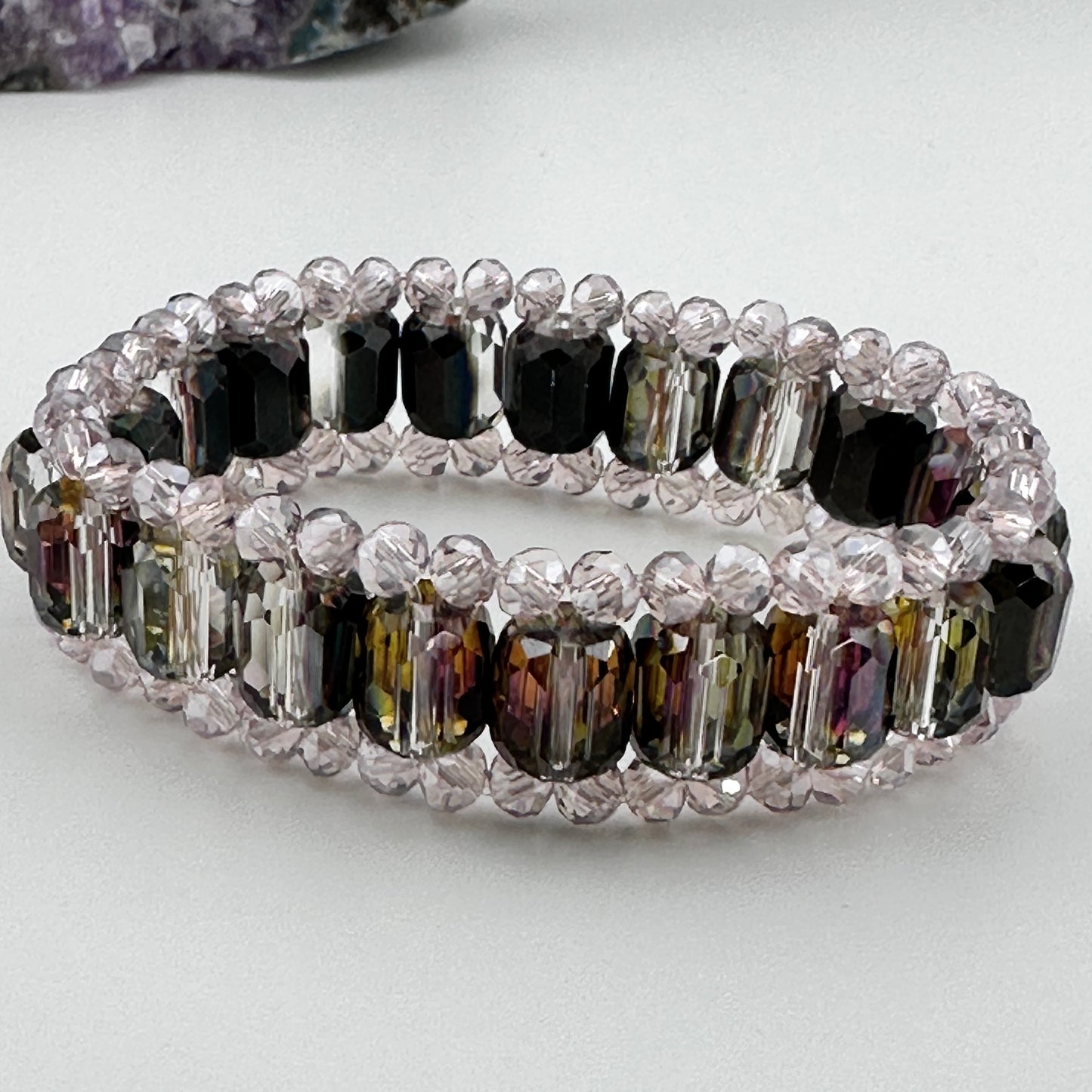 Multifaceted AB Crystal stretch bracelet