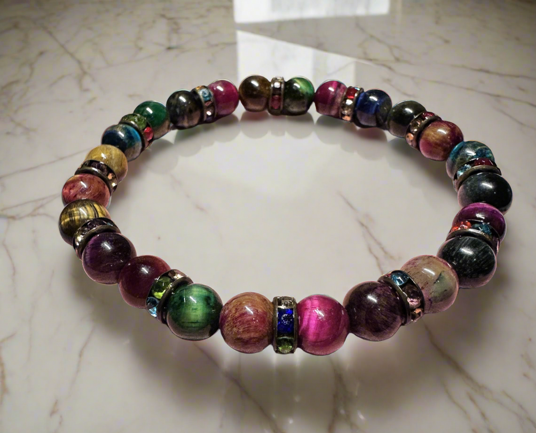 Multiple colors of tigers eye stretch bracelet ￼