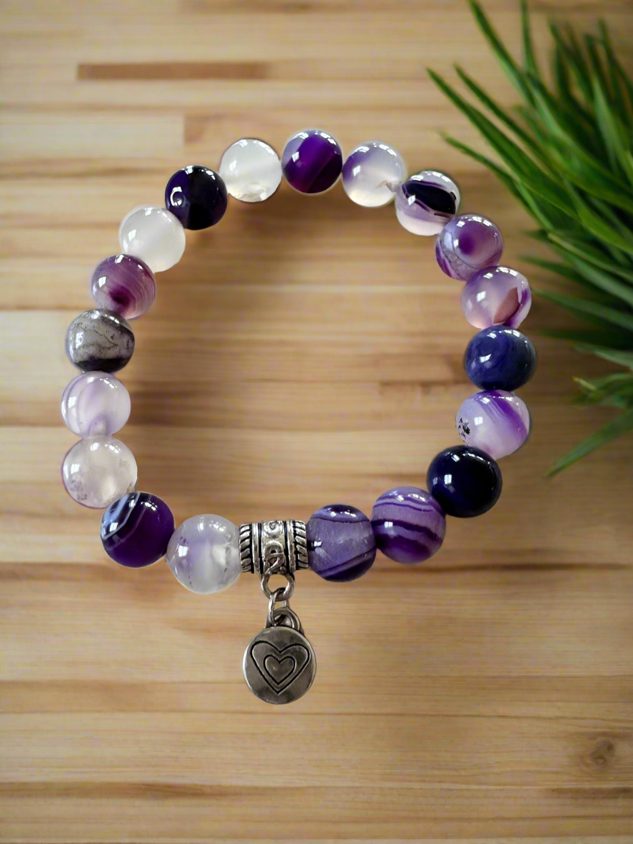 Natural Purple Agate Stretch Bracelets