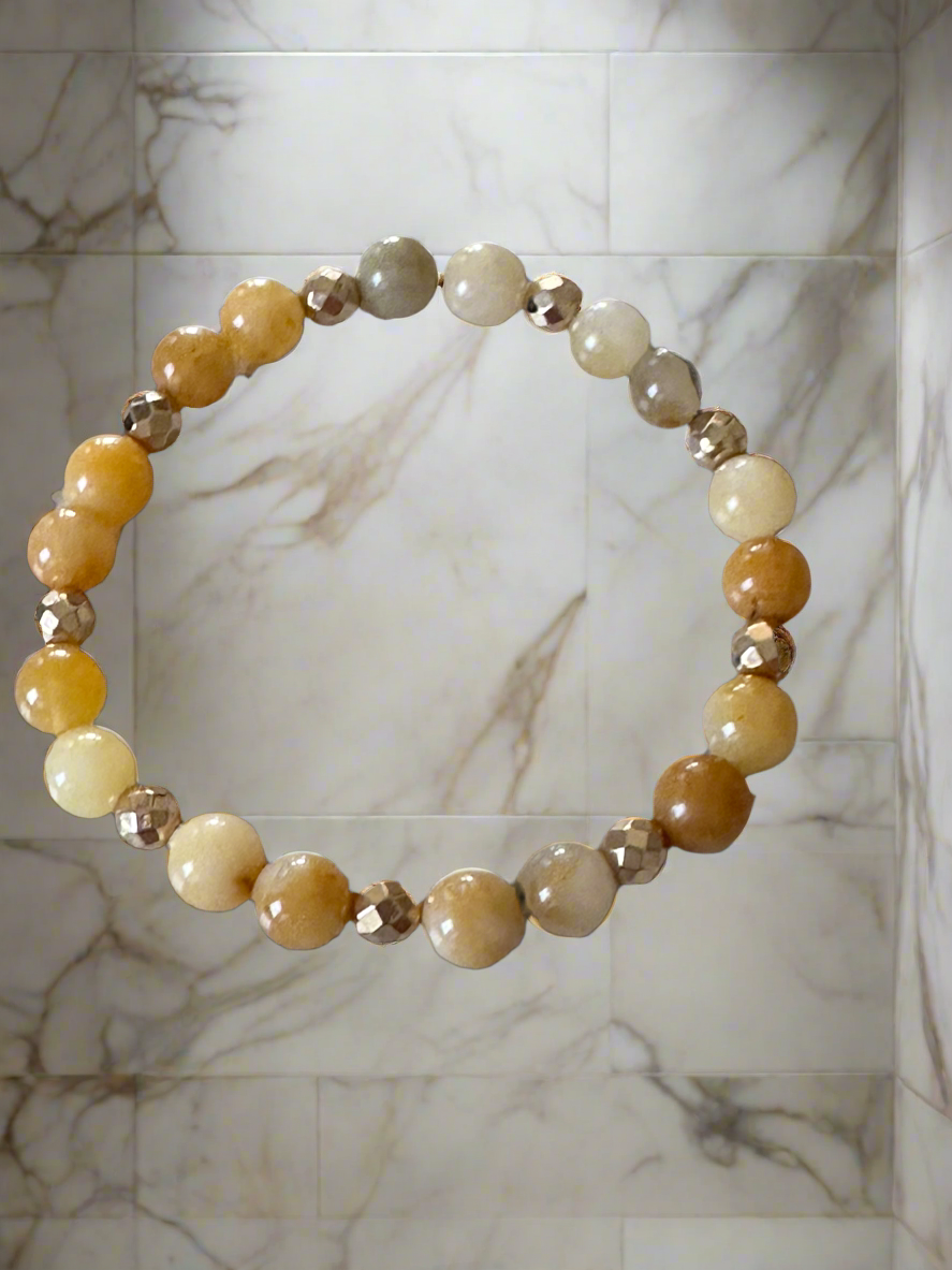 Golden Lace Jade stretch bracelet. - Creations by Rosa