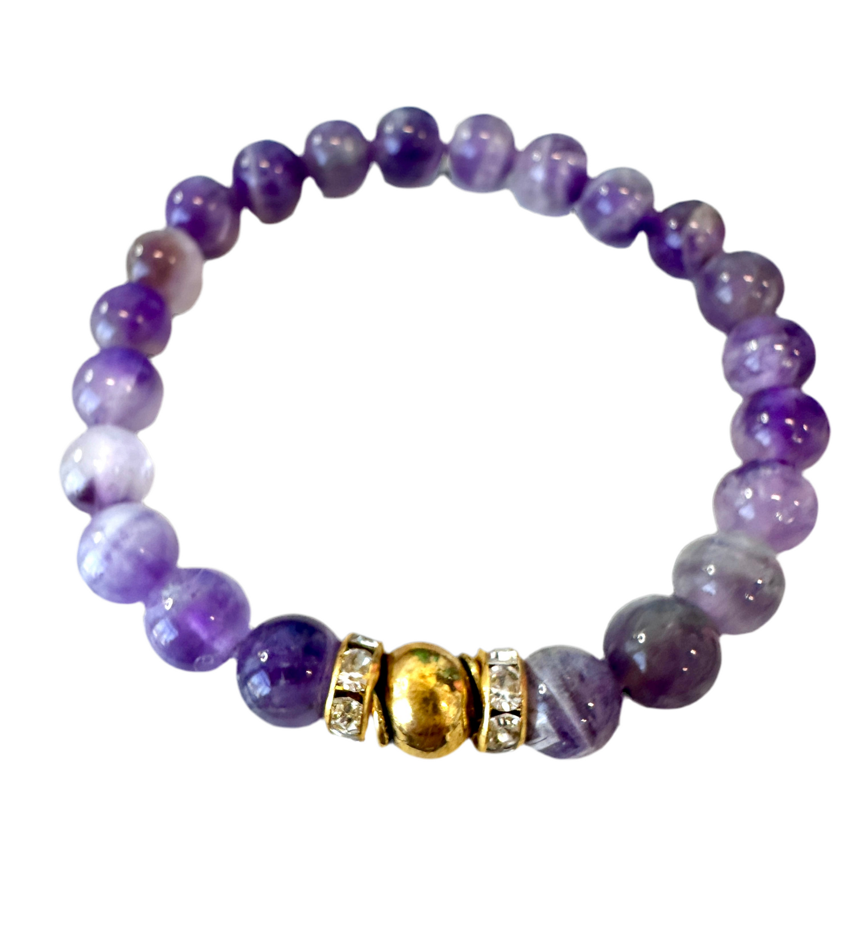 This handmade Amethyst stretch bracelet with spacers is a powerful stone with spiritual healing capabilities and makes a great gift for loved ones.