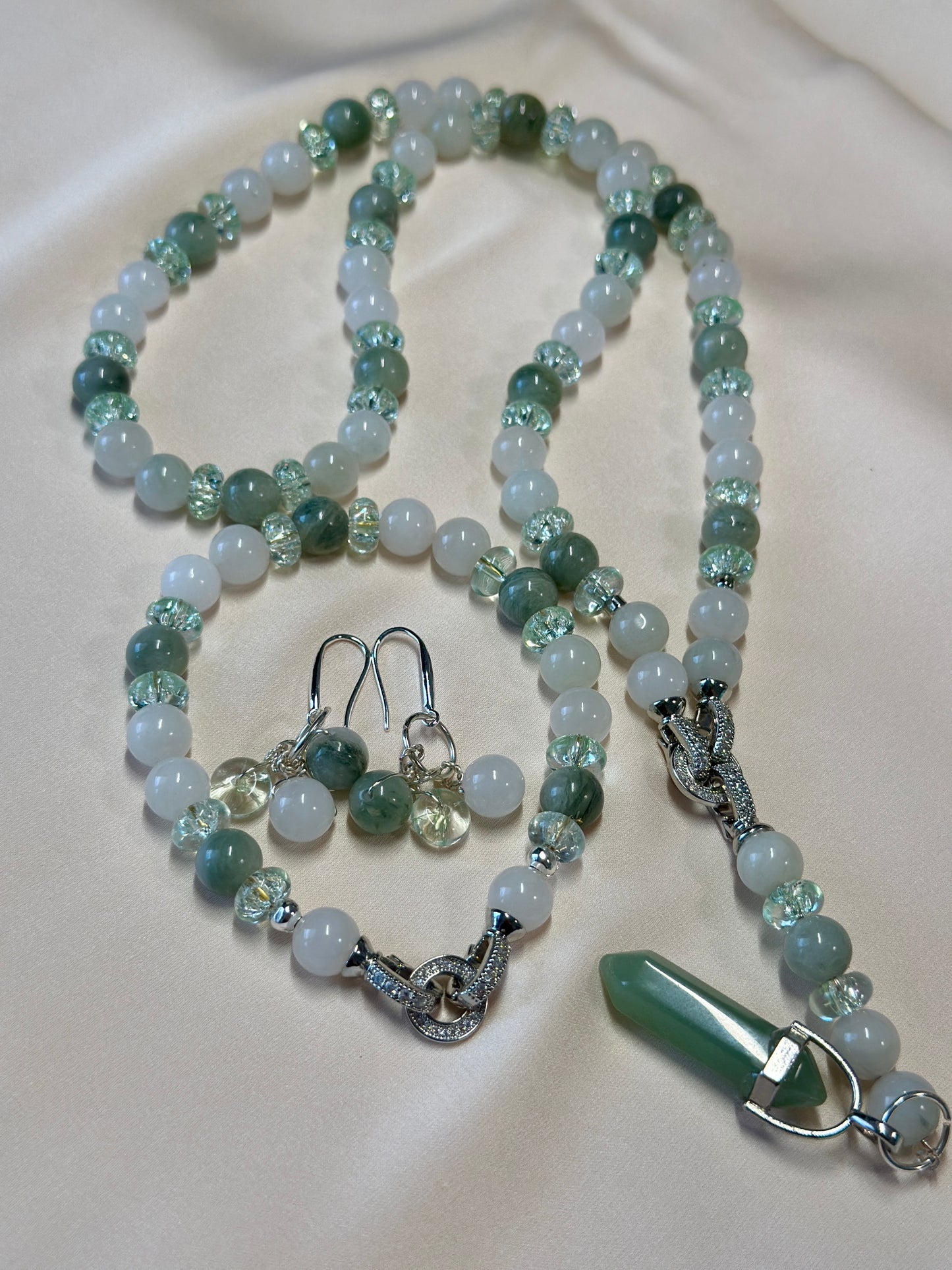 Tea Jasper Necklace, Bracelet & Earrings Set - Handmade Jewelry