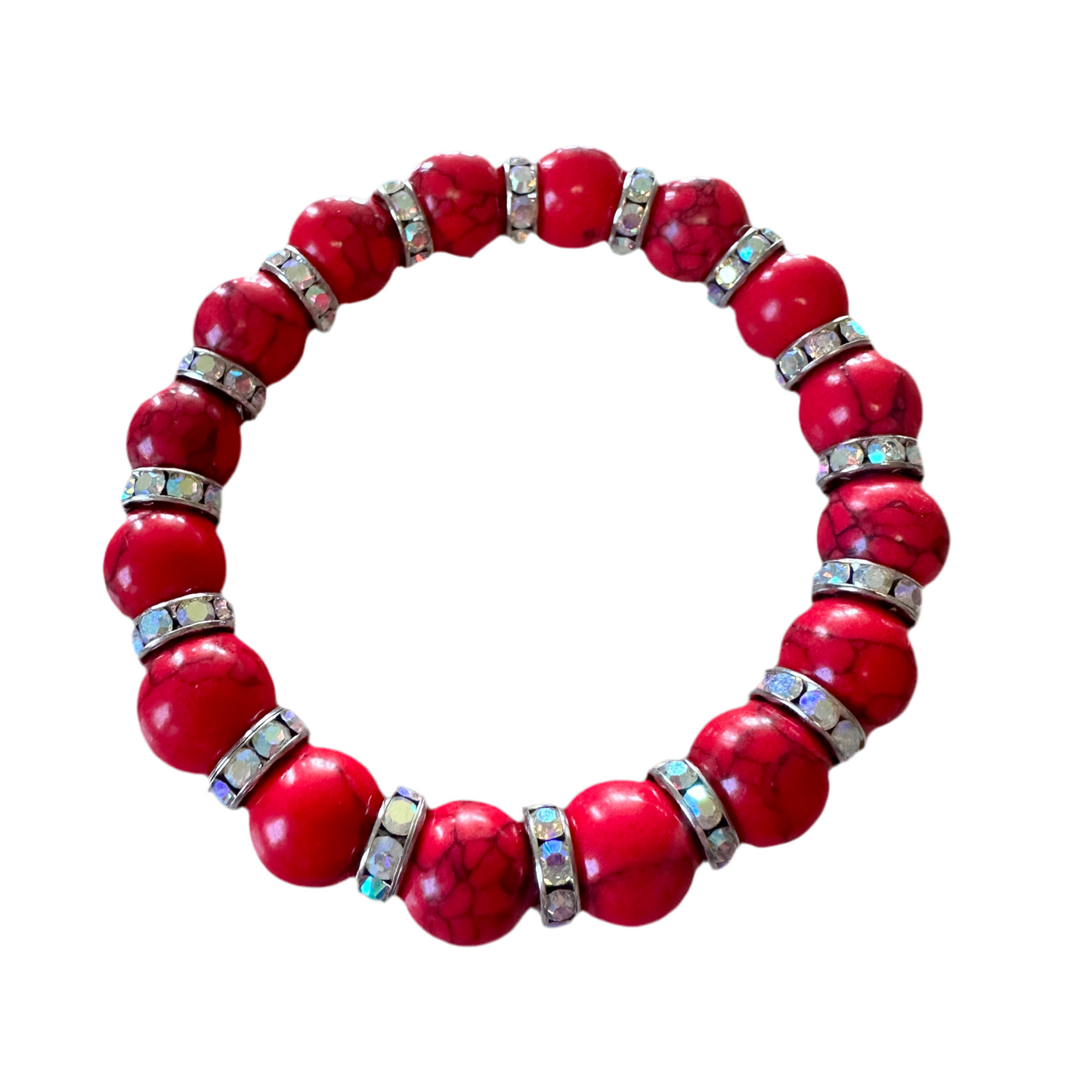 Red Turquoise stretch bracelet