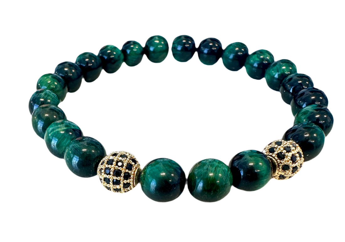 Green Tigers-Eye Stretch Bracelet