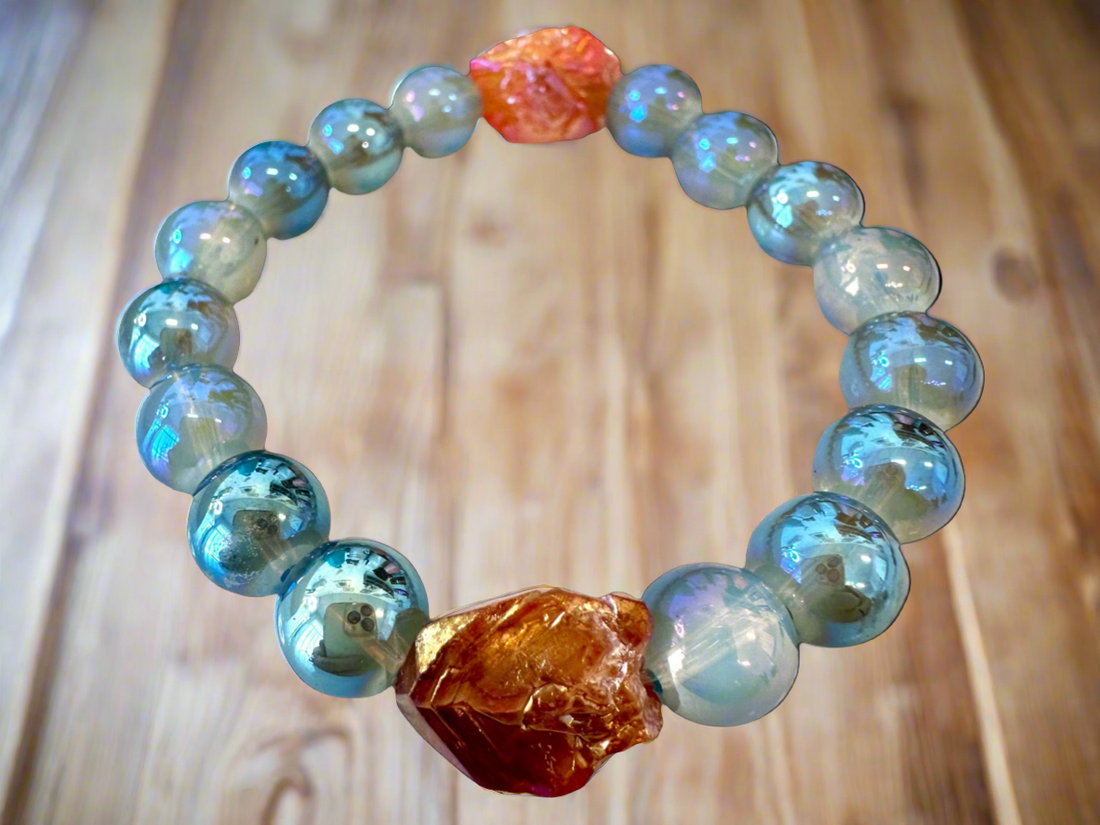 Aura Quartz Beads- stretch bracelet.