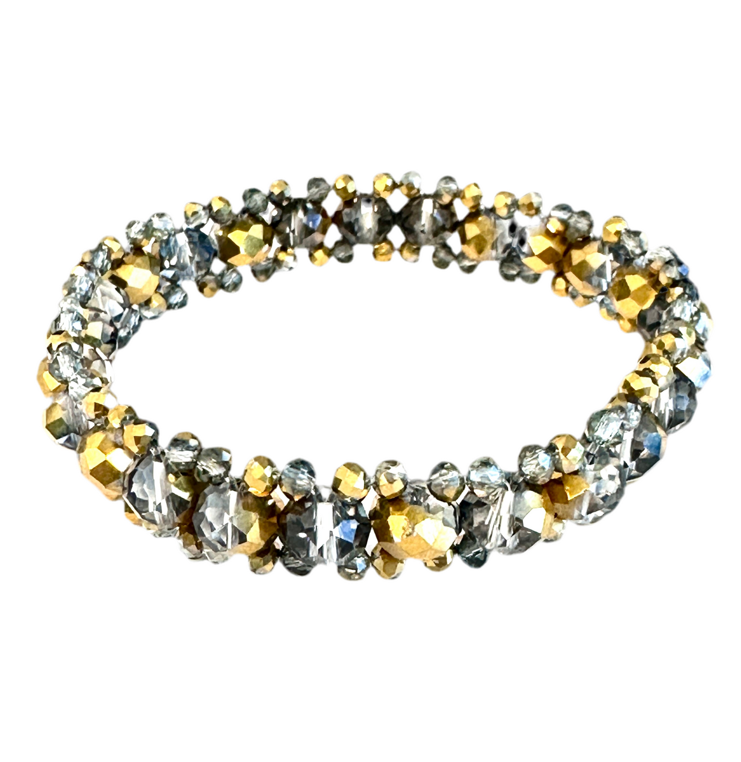 Gold-plated Crystal Glass Stretch Bracelet. - Creations by Rosa