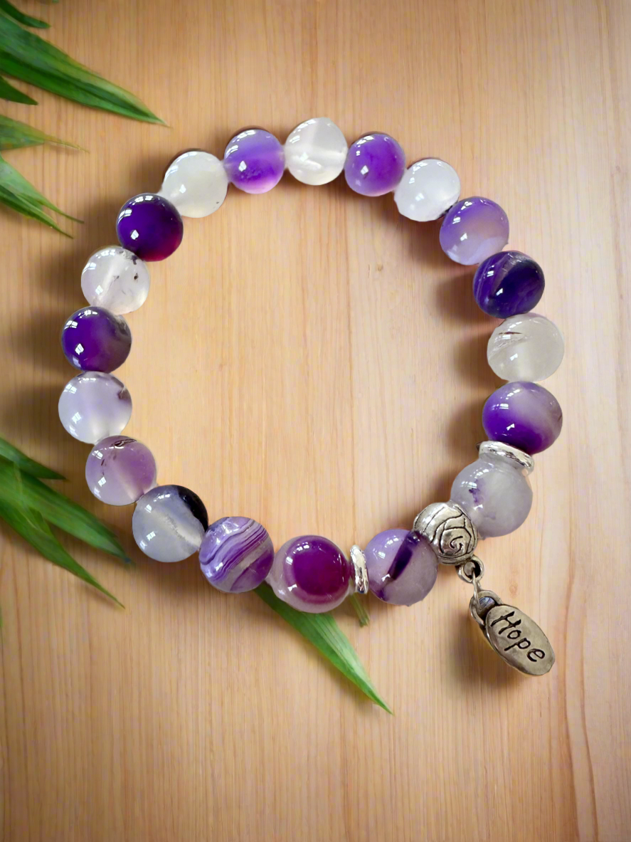 Natural Purple Agate Stretch Bracelets