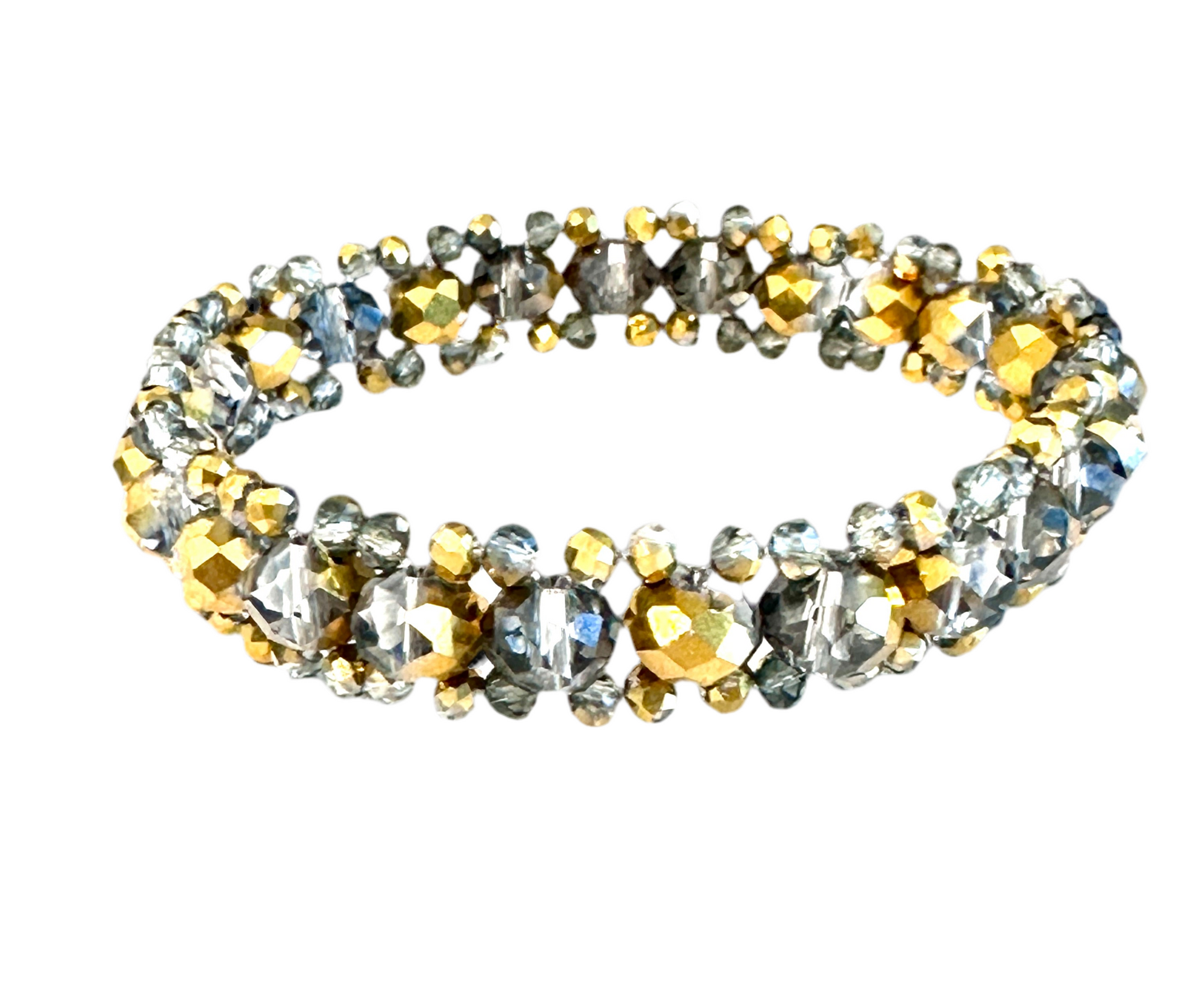 Gold-plated Crystal Glass Stretch Bracelet. - Creations by Rosa