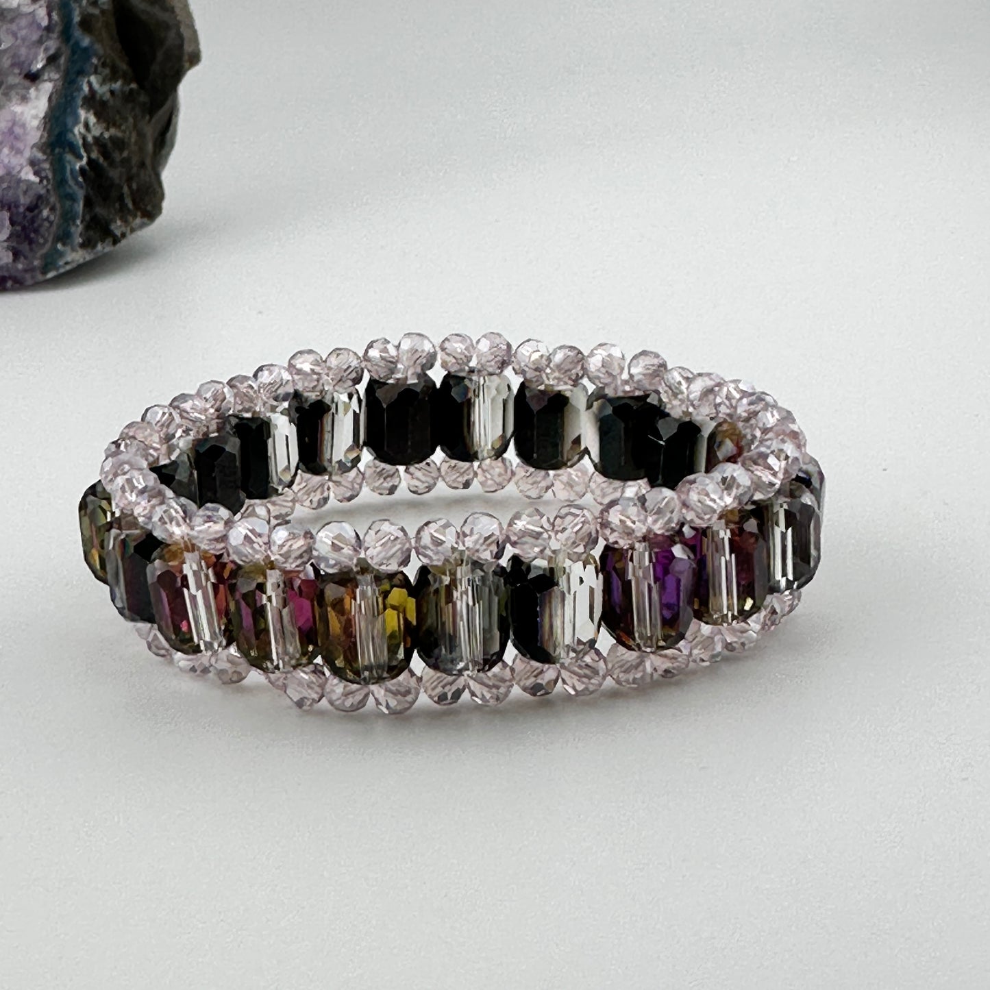 Multifaceted AB Crystal stretch bracelet