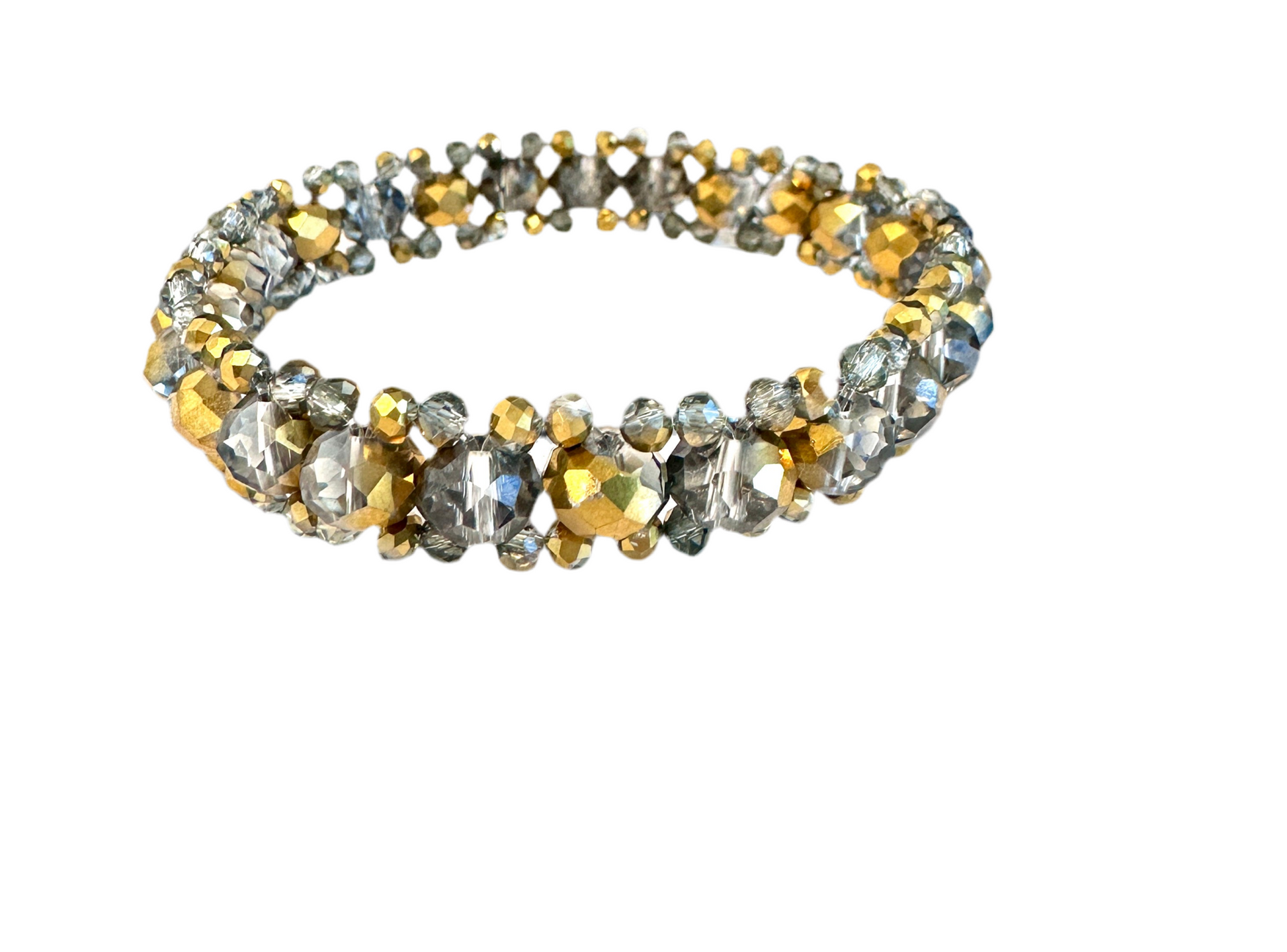 Gold-plated Crystal Glass Stretch Bracelet. - Creations by Rosa