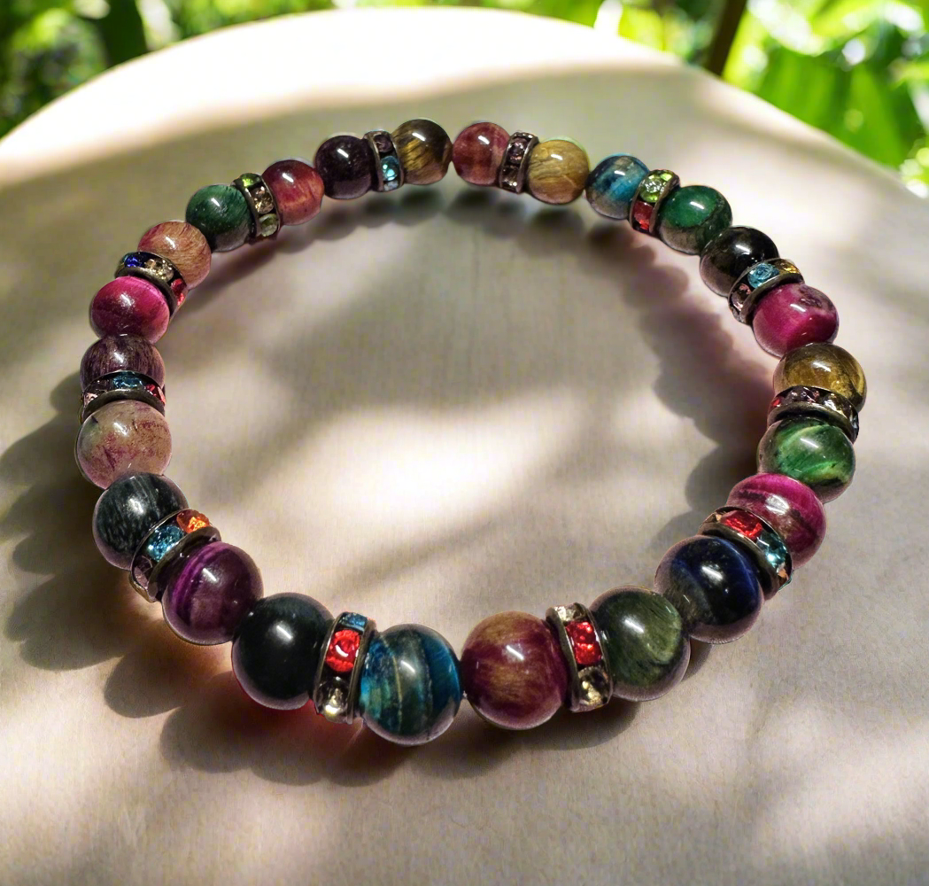 Multiple colors of tigers eye stretch bracelet ￼