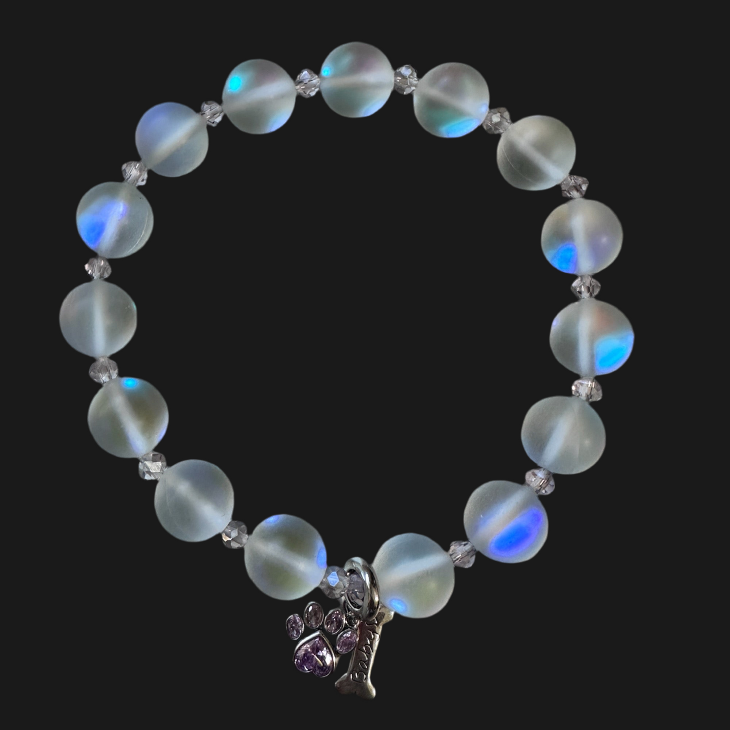 White Austrian Crystal Stretch Bracelet.