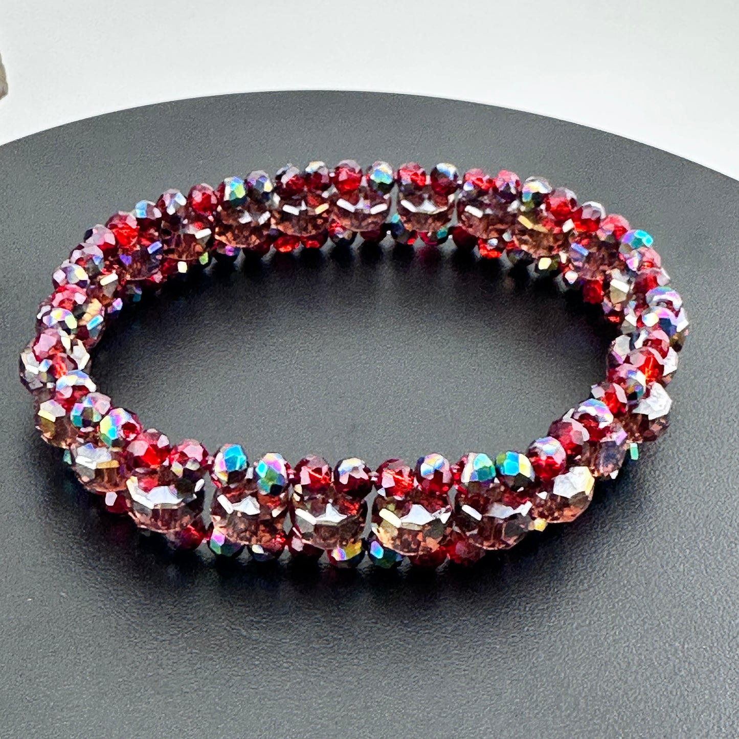 Austrian Crystals three tier layer stretch bracelet