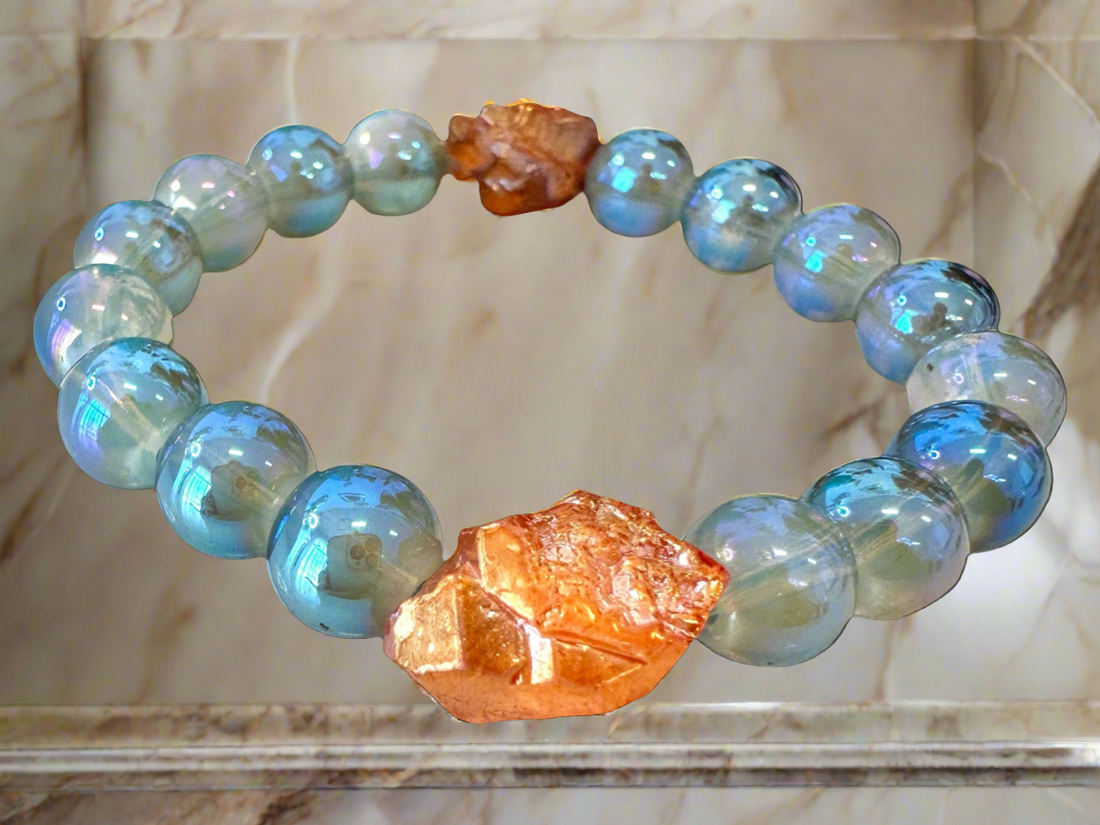 Aura Quartz Beads- stretch bracelet.