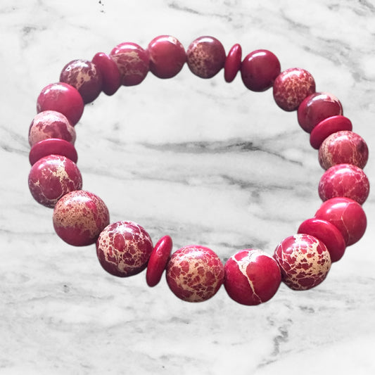  Red Imperial Jasper. stretch bracelet