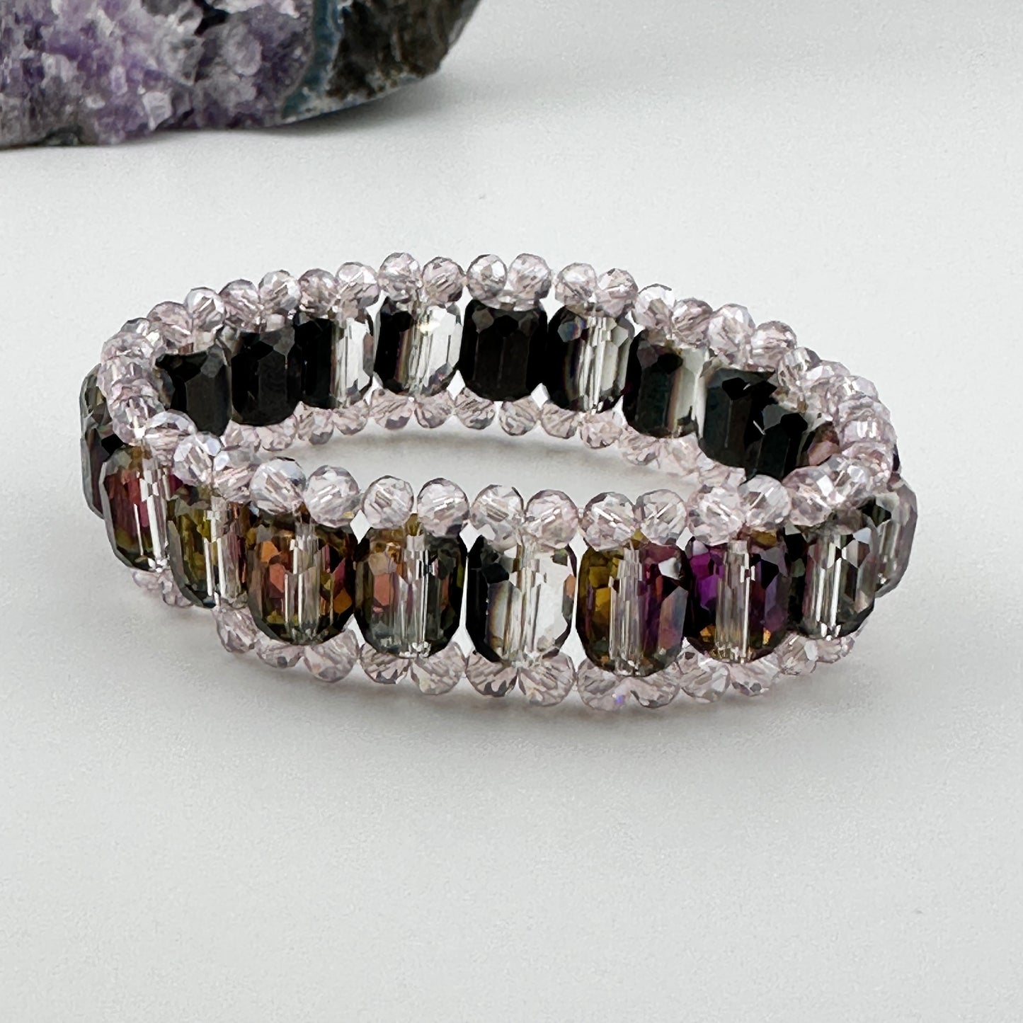 Multifaceted AB Crystal stretch bracelet