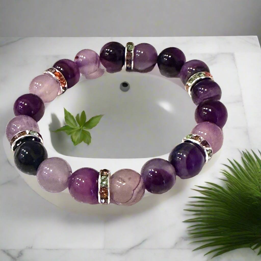 Natural Purple Agate Stretch Bracelets